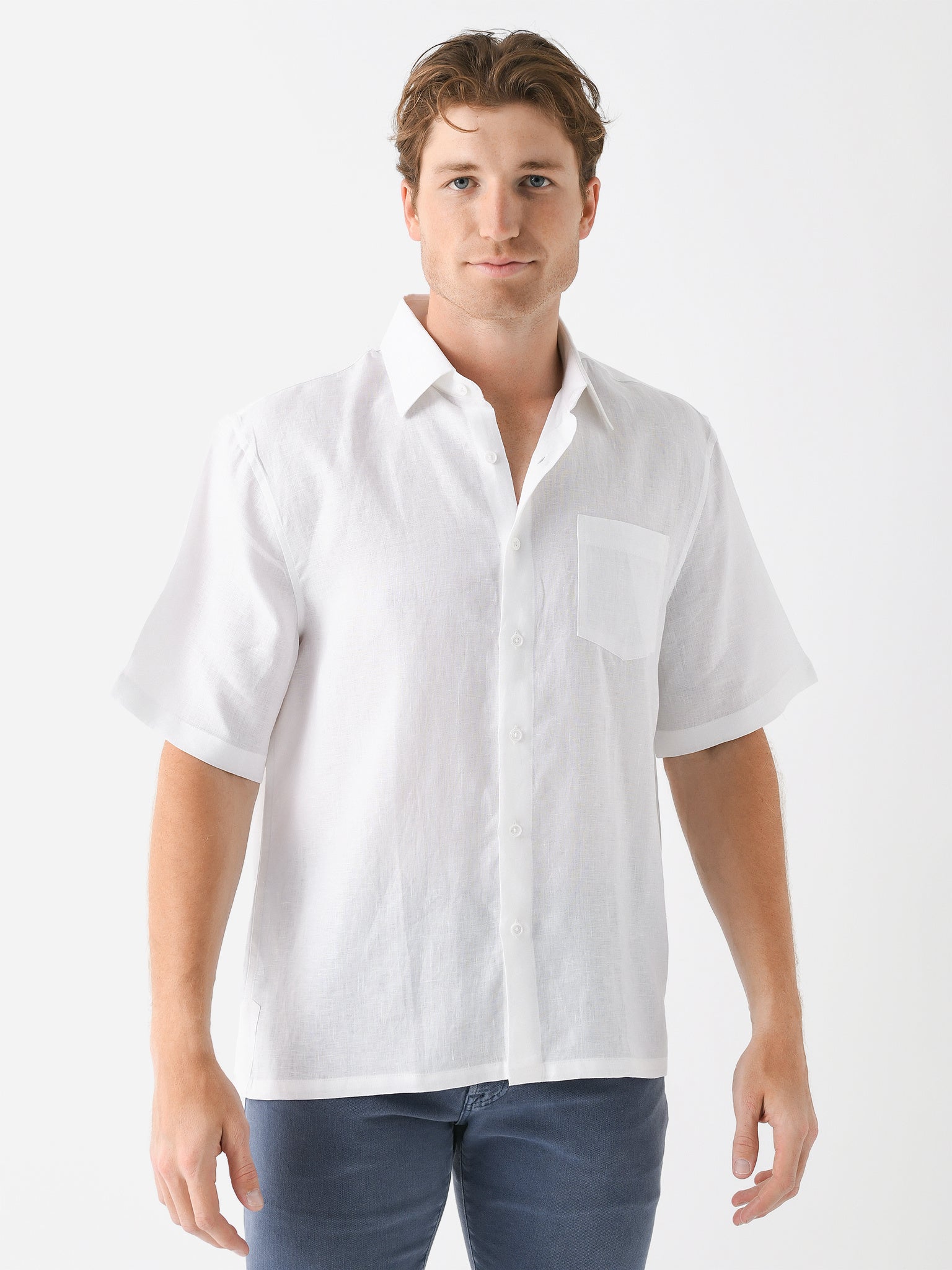 Centuria Men's Short Sleeve Camp Linen Shirt - Saint Bernard