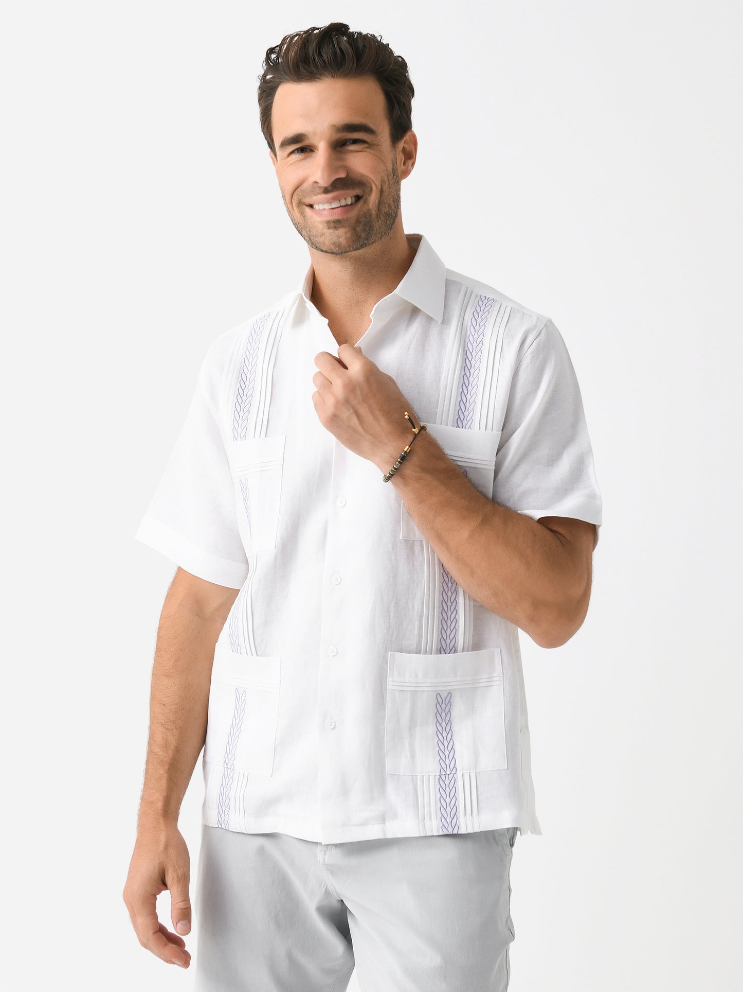 Centuria Men's Short Sleeve Linen Guayabera Shirt - Saint Bernard