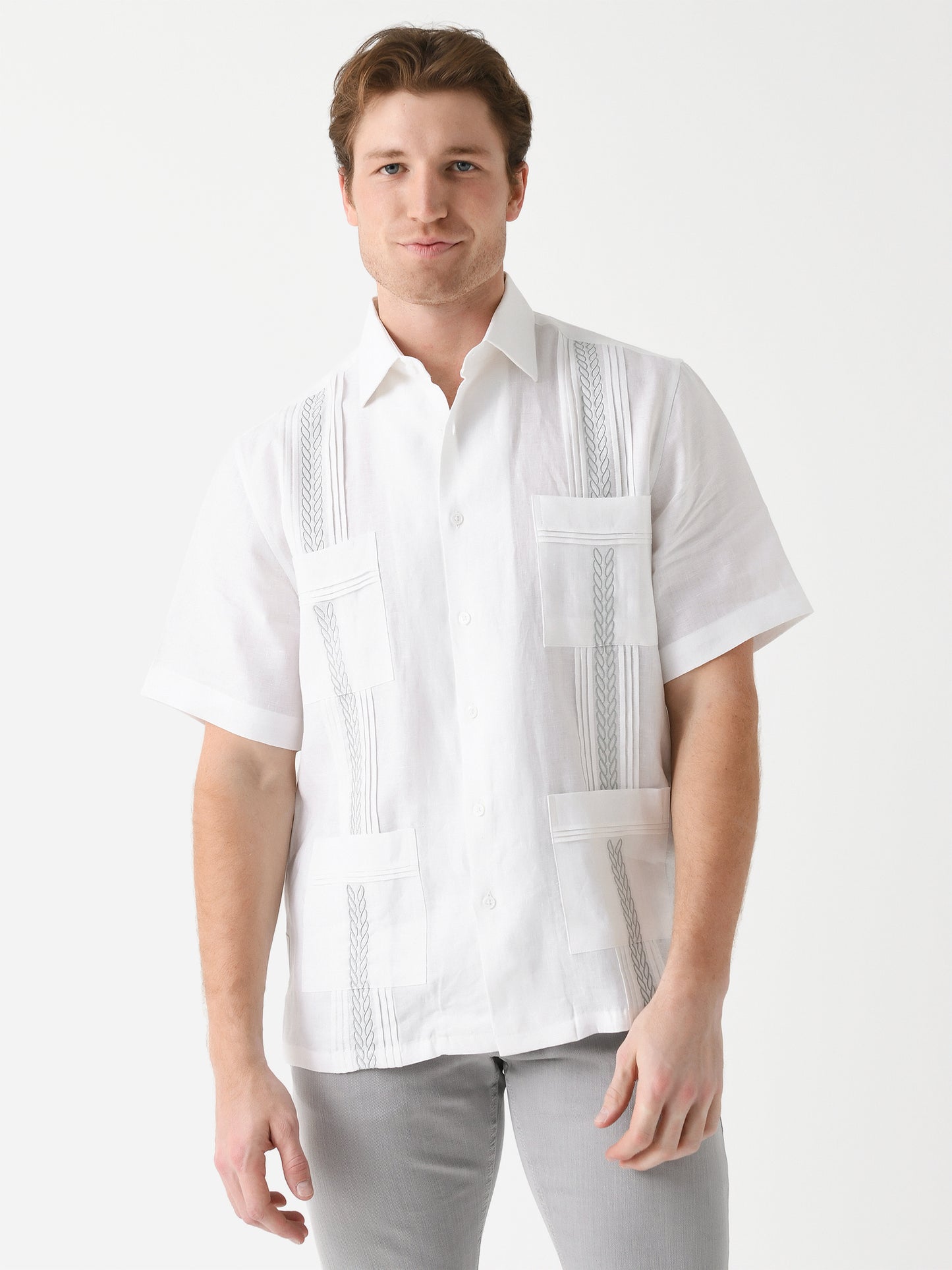 Centuria Men's Short Sleeve Linen Guayabera Shirt - Saint Bernard