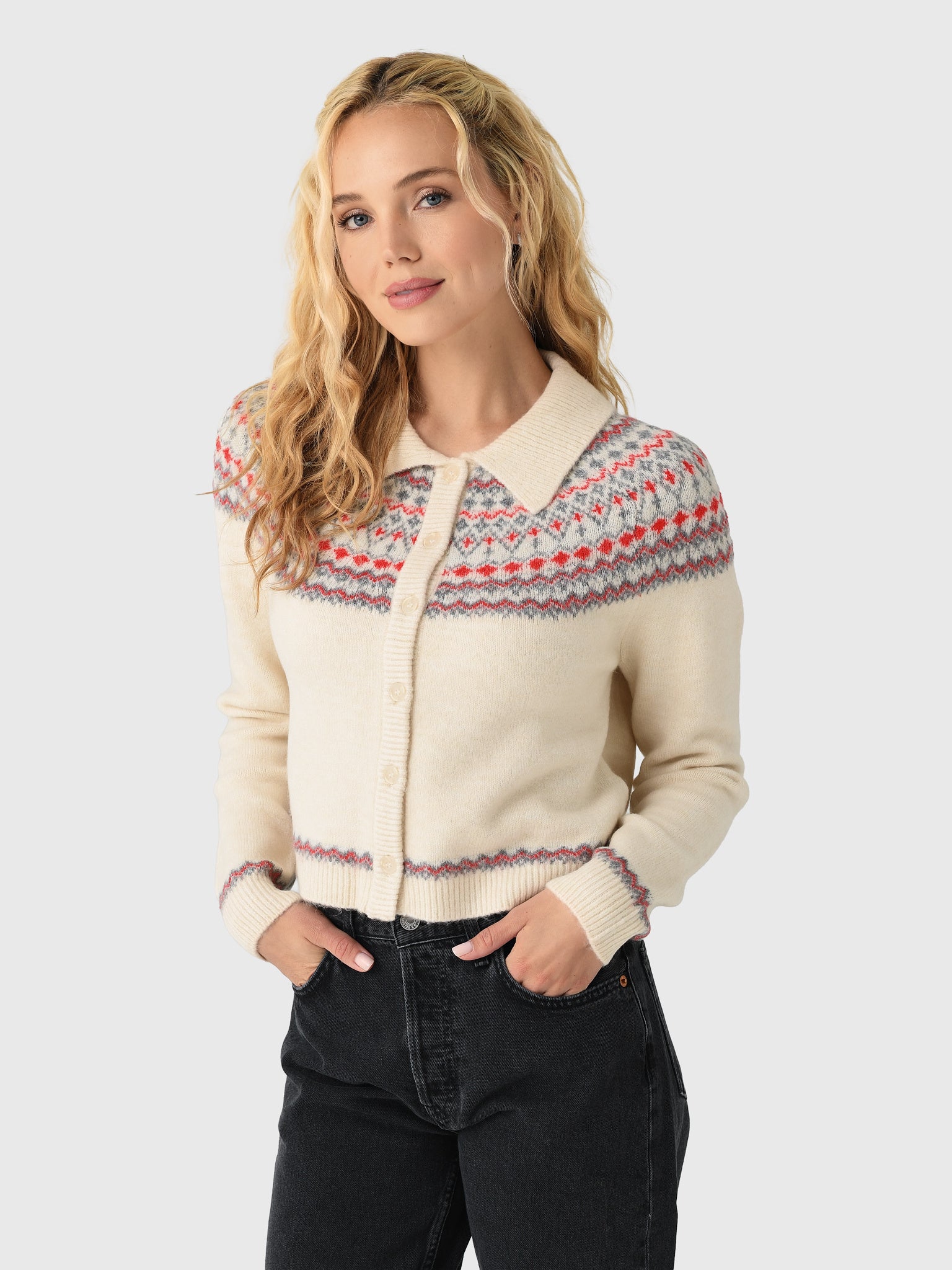 LENÚ Women's Fair Isle Cardigan - Saint Bernard