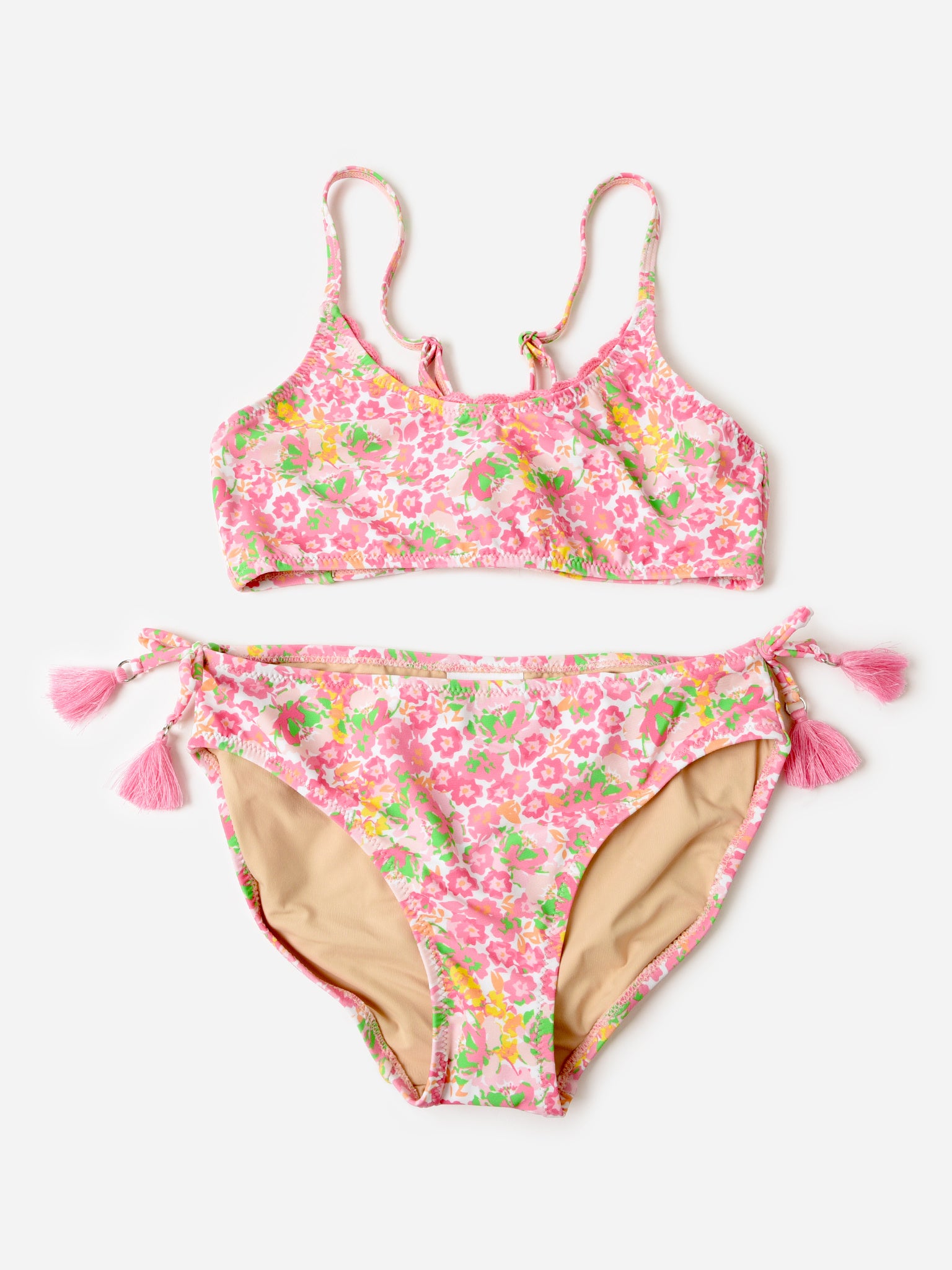 Shade Critters Girls' Crochet Trim Tie Back Bikini Set - Saint Bernard