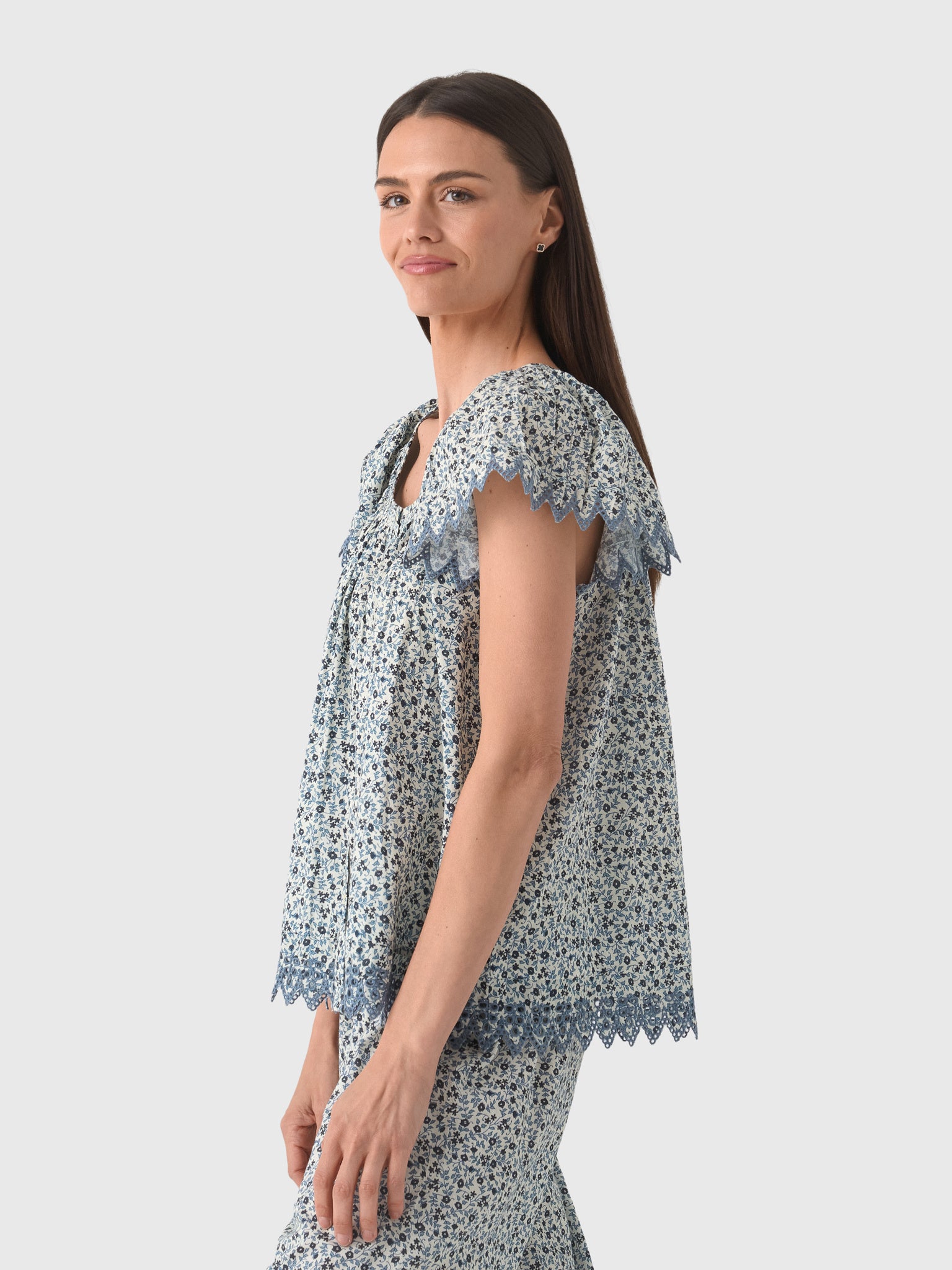 The Great Women's The Flutter Sleeve Eyelet Top - Saint Bernard