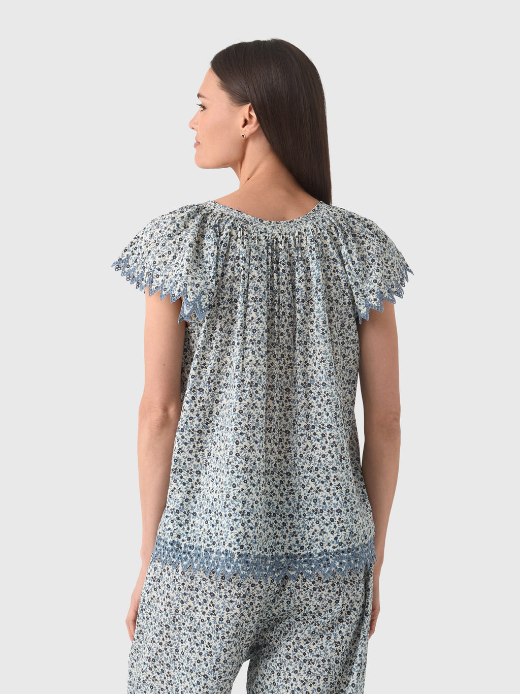 The Great Women's The Flutter Sleeve Eyelet Top - Saint Bernard