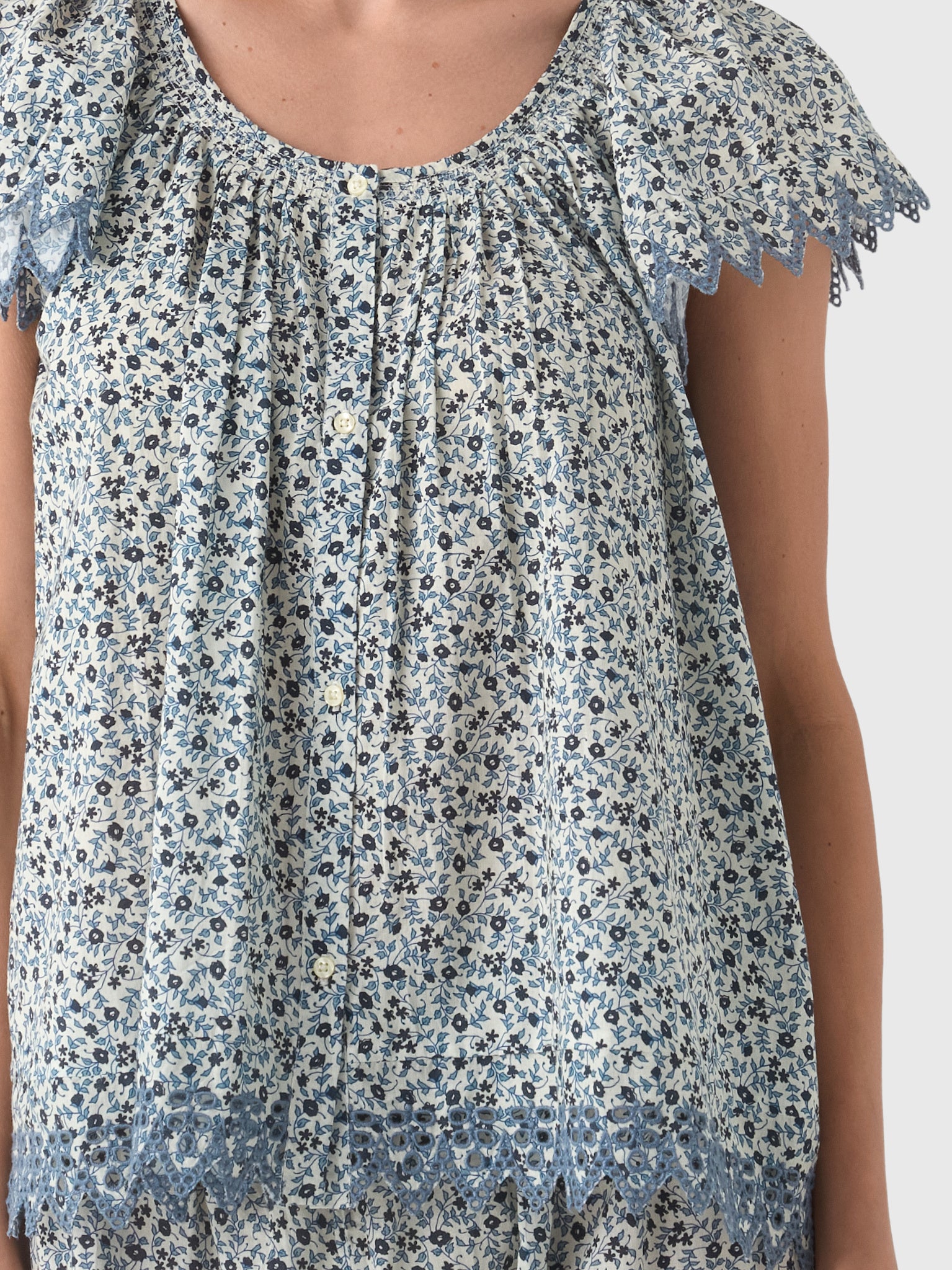 The Great Women's The Flutter Sleeve Eyelet Top - Saint Bernard