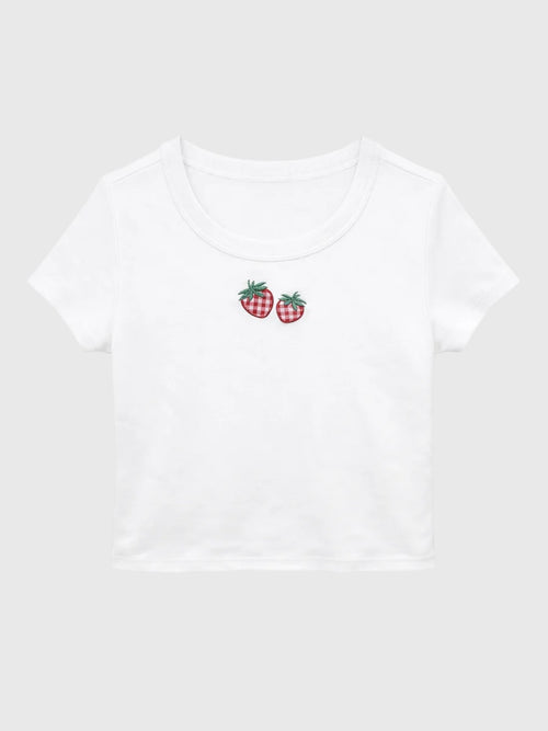 Katie J NYC Girls' Strawberry Gingham Tee