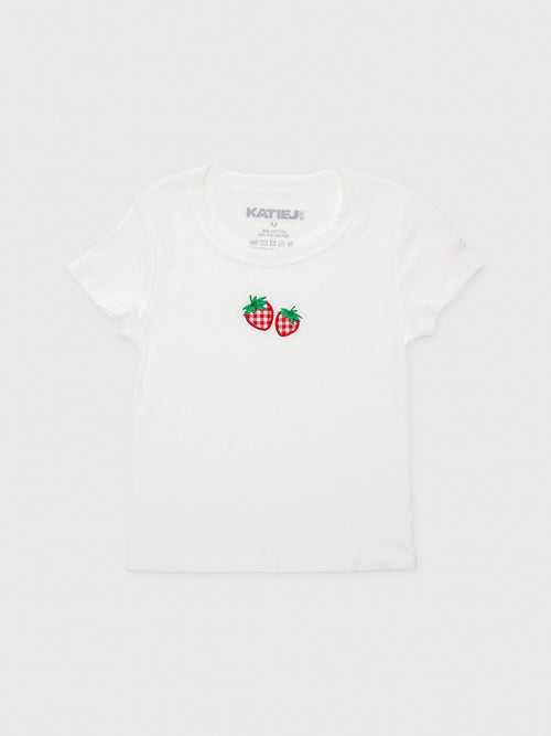 Katie J NYC Girls' Strawberry Gingham Tee