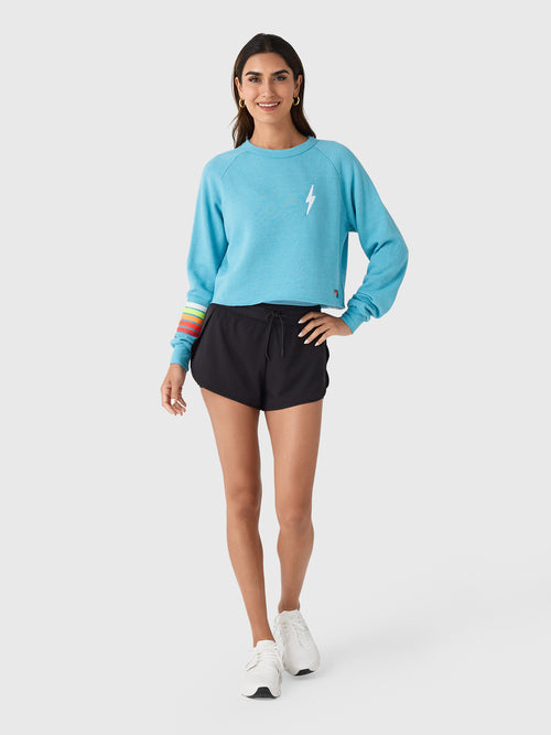 Aviator Nation Women's Bolt Rugby Stitch Cropped Crew Sweatshirt