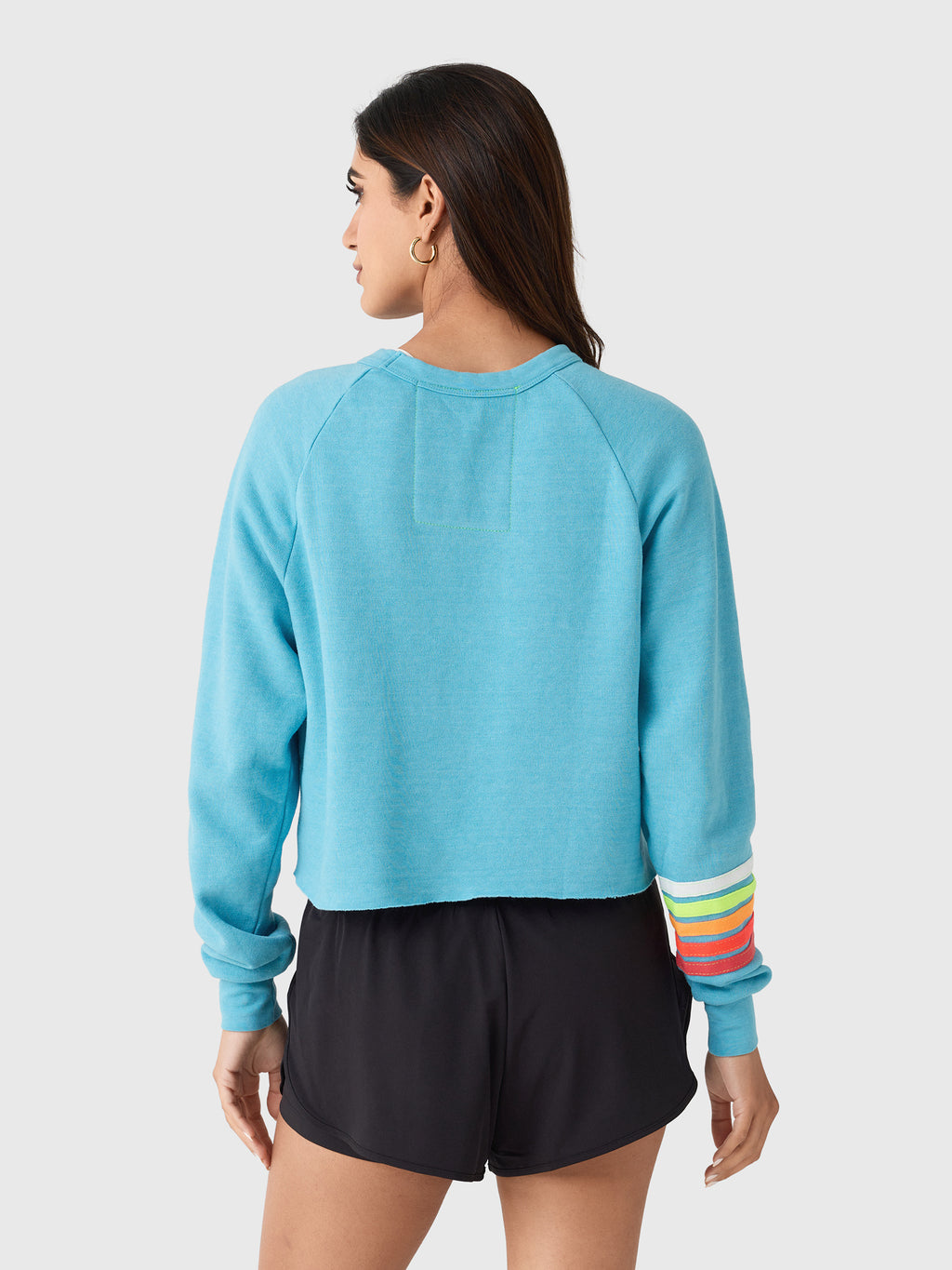 Aviator Nation Women's Bolt Rugby Stitch Cropped Crew Sweatshirt - Saint Bernard