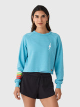 Aviator Nation Women's Bolt Rugby Stitch Cropped Crew Sweatshirt - Saint Bernard