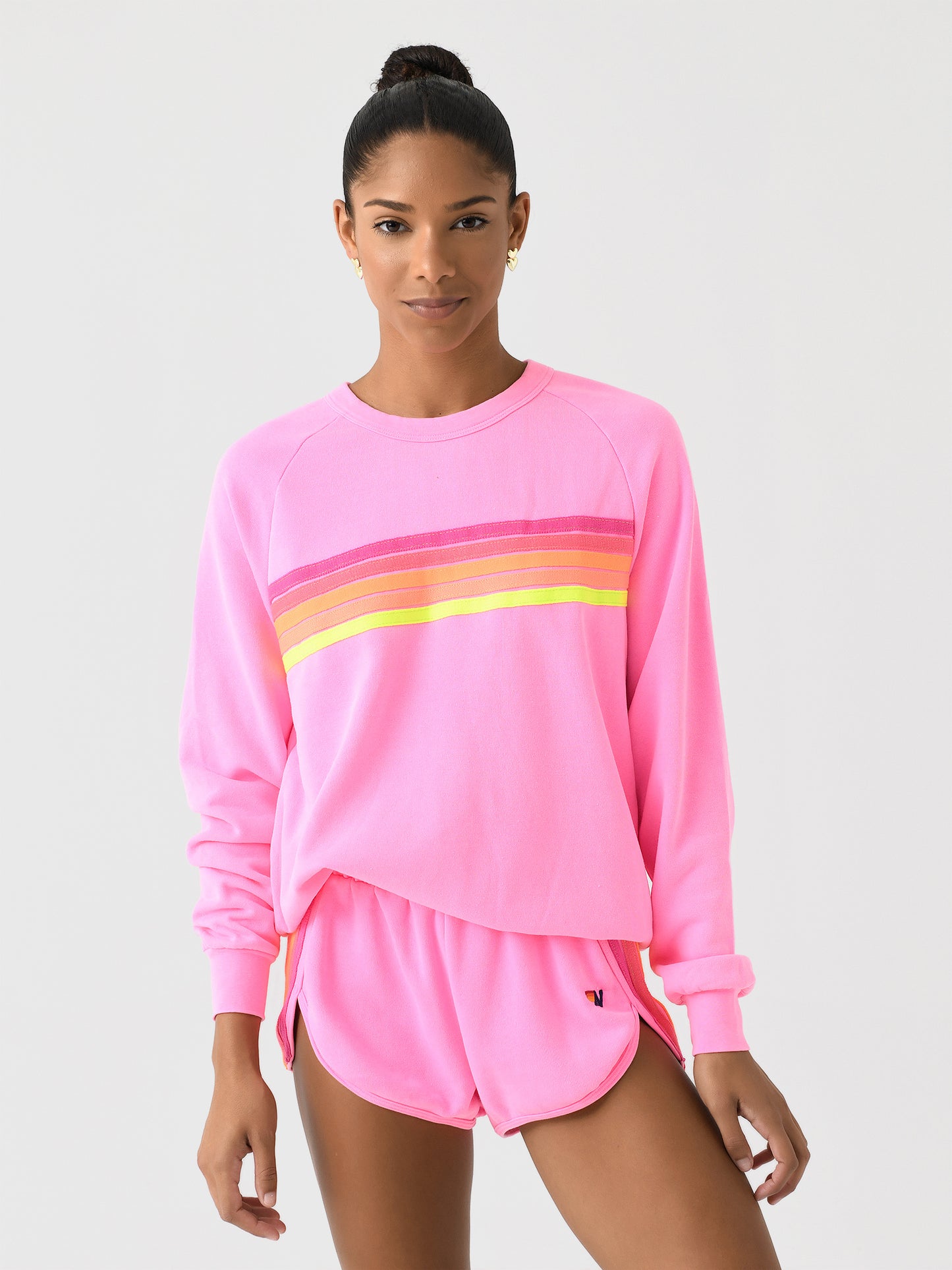 Aviator Nation Women's 5 Stripe Crew Sweatshirt - Saint Bernard