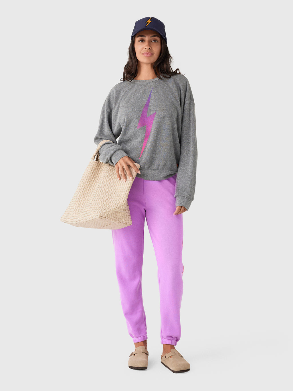 Aviator Nation Women's Bolt Fade Relaxed Crew Sweatshirt - Saint Bernard