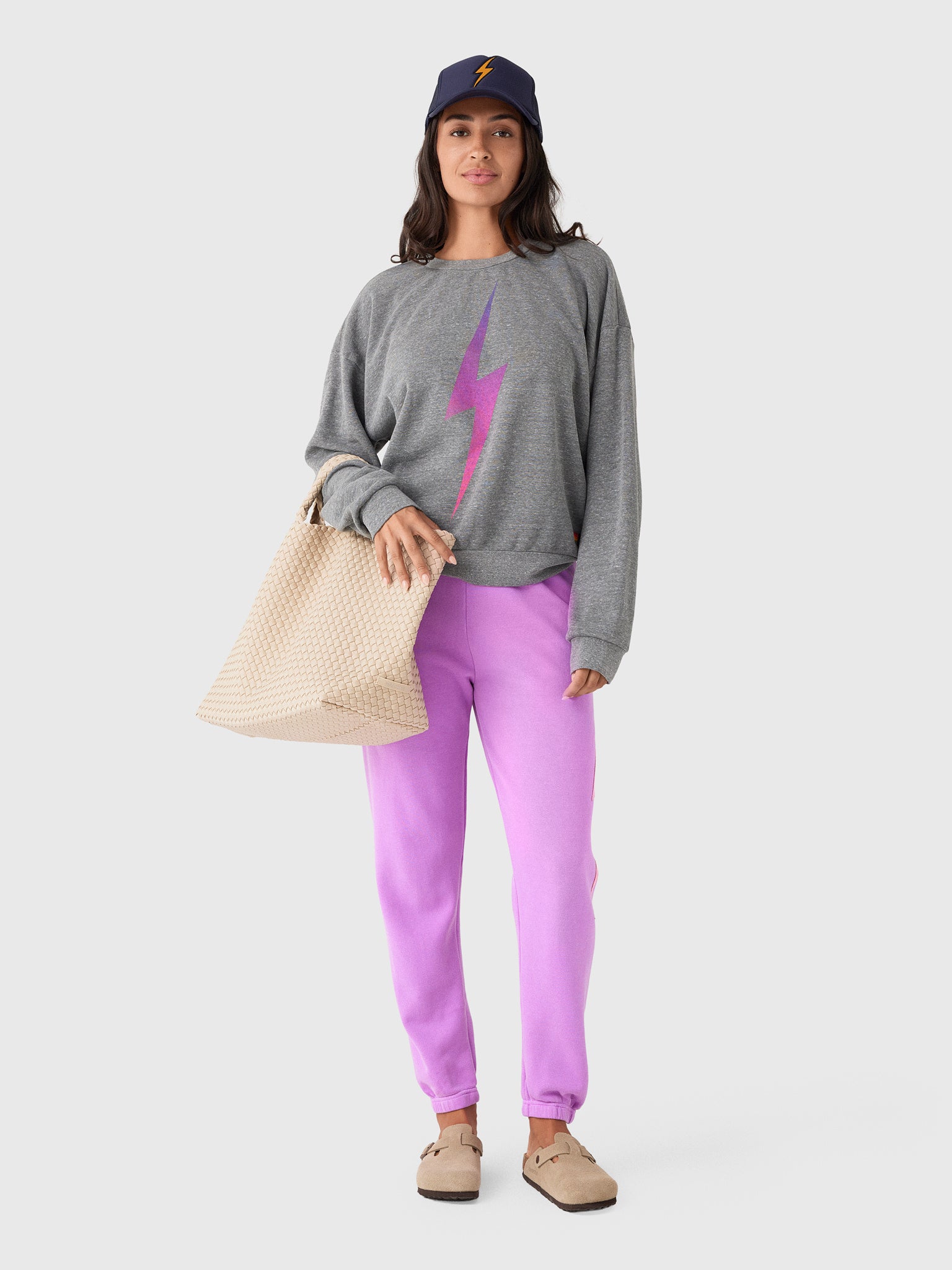 Aviator Nation Women's Bolt Fade Relaxed Crew Sweatshirt - Saint Bernard