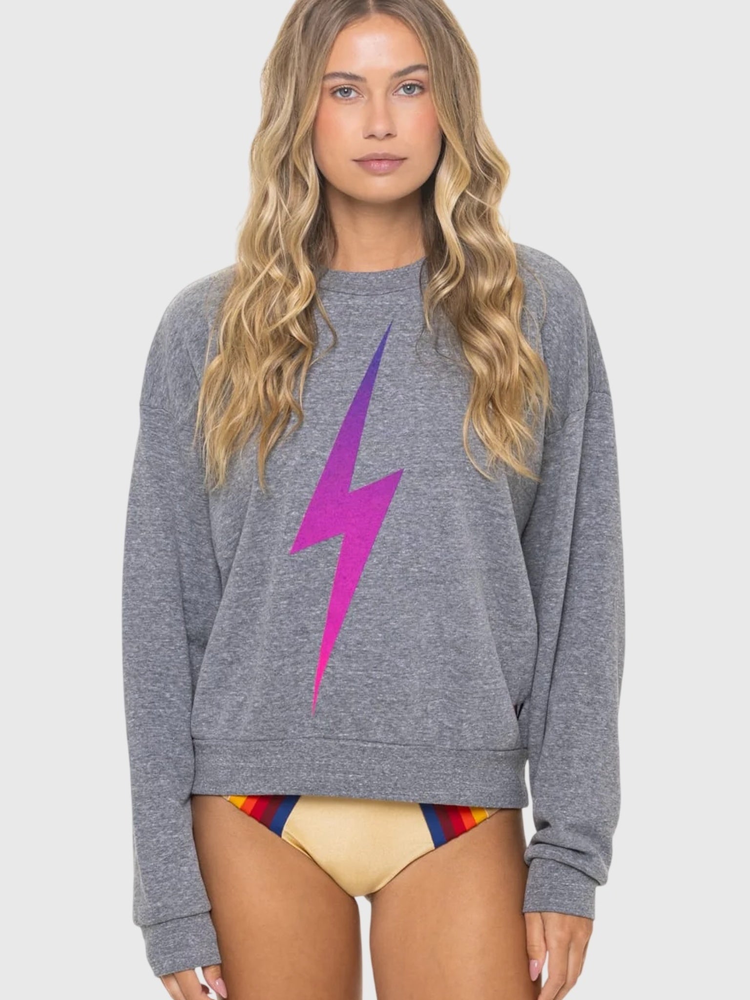 Aviator Nation Women's Bolt Fade Relaxed Crew Sweatshirt