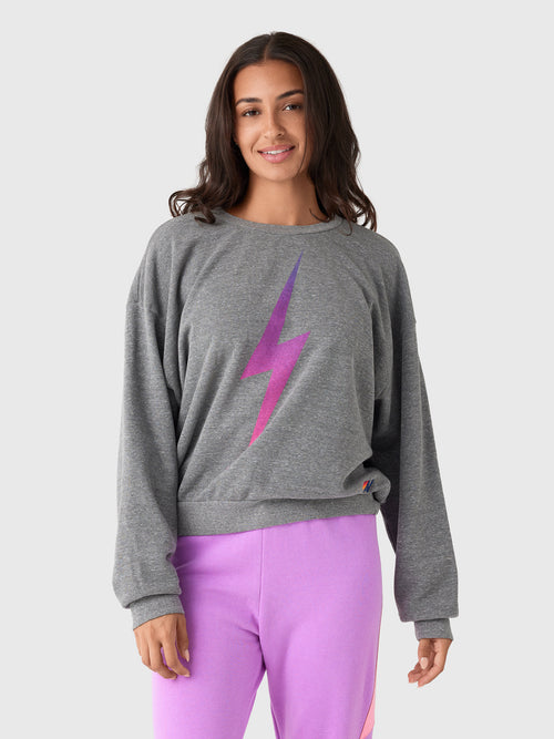 Aviator Nation Women's Bolt Fade Relaxed Crew Sweatshirt - Saint Bernard