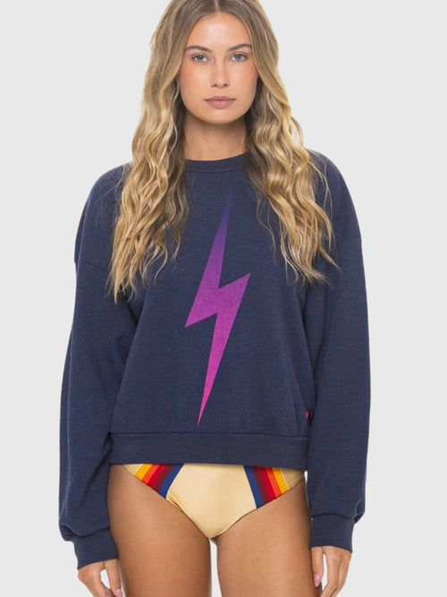 Aviator Nation Women's Bolt Fade Relaxed Crew Sweatshirt