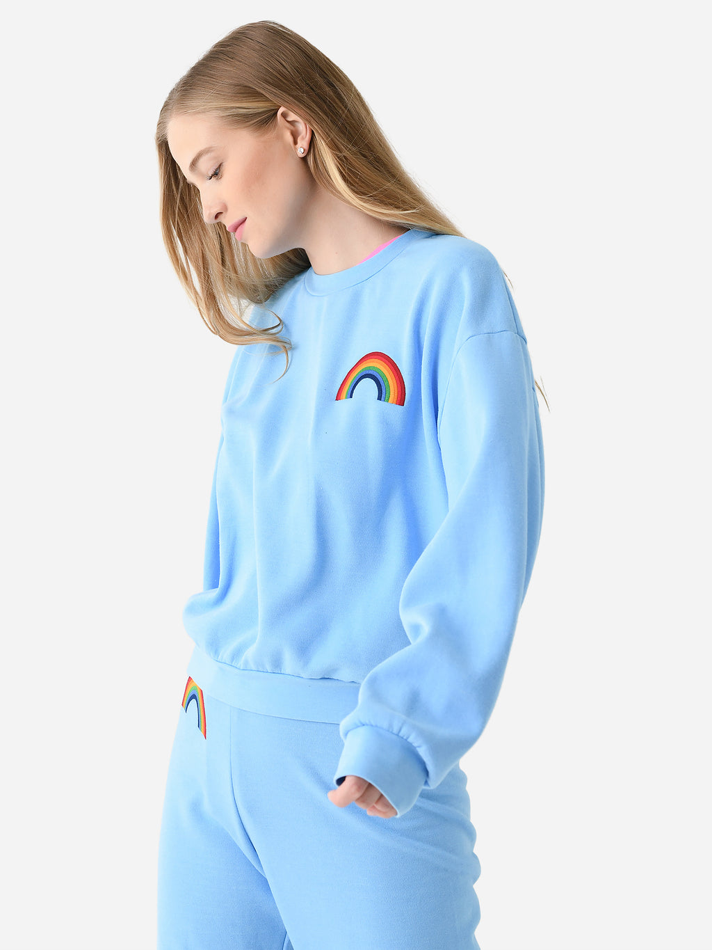 Aviator Nation Women's Rainbow Embroidery Relaxed Crew Sweatshirt - Saint Bernard