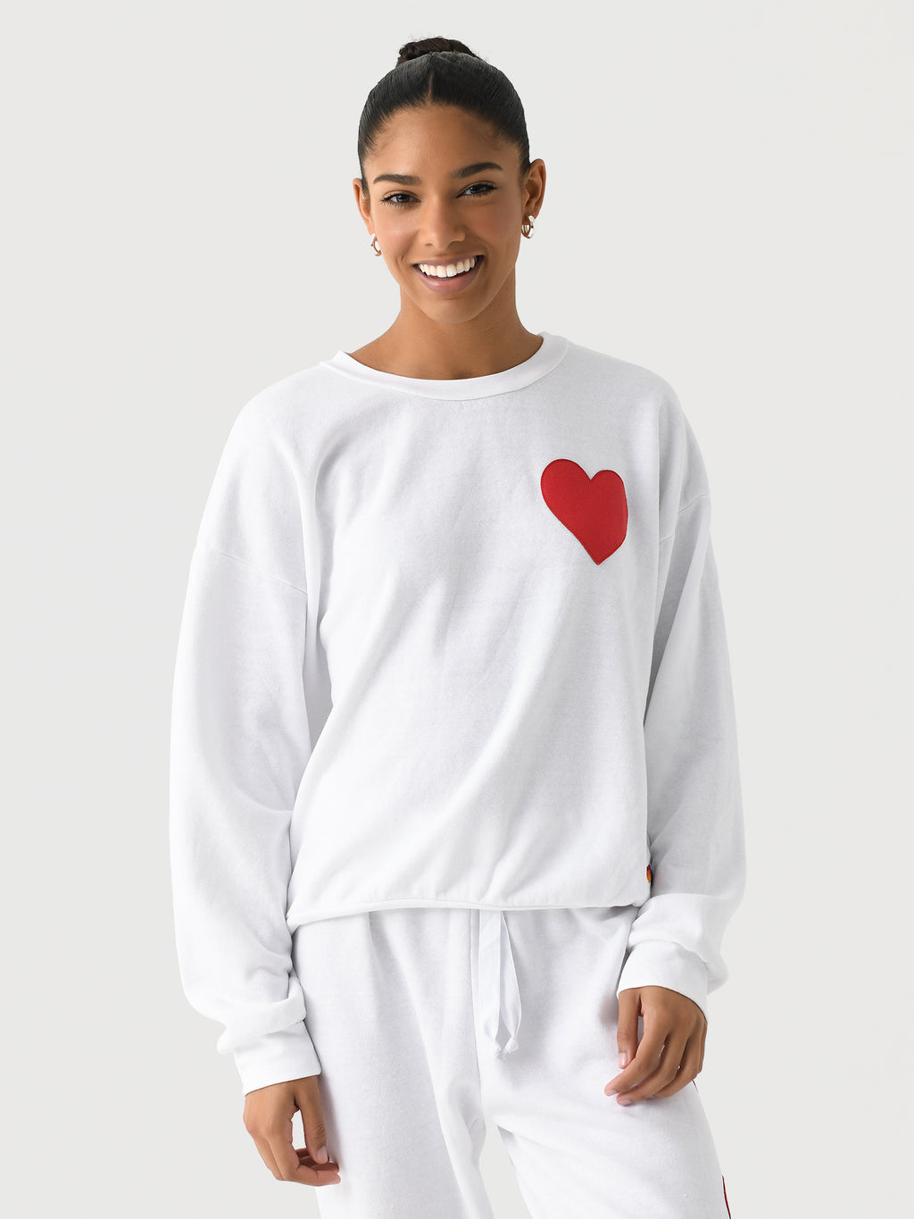 Aviator Nation Women's Heart Stitch Crew Sweatshirt - Saint Bernard