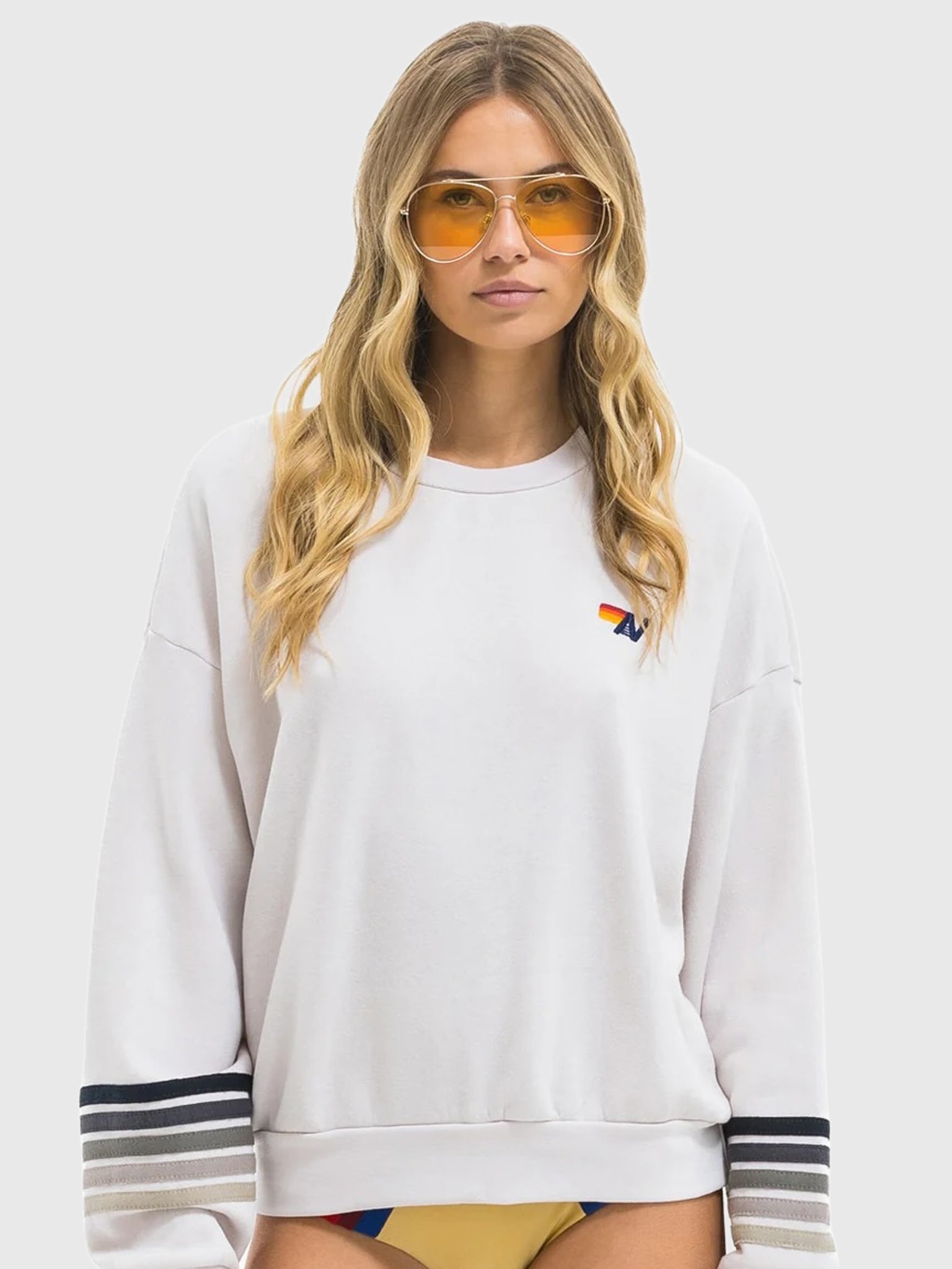 Aviator Nation Women's Rugby Stitch 2 Relaxed Crew Sweatshirt - Saint Bernard