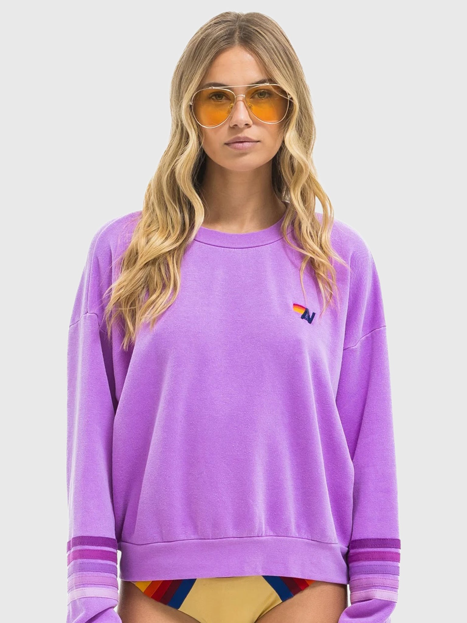 Aviator Nation Women's Rugby Stitch 2 Relaxed Crew Sweatshirt - Saint Bernard