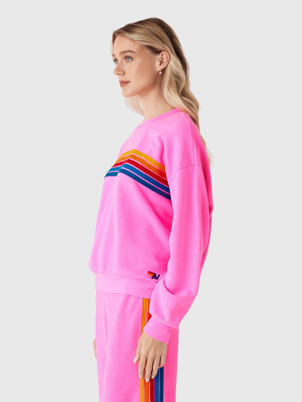 Aviator Nation Women's 5 Stripe Relaxed Crew Sweatshirt - Saint Bernard