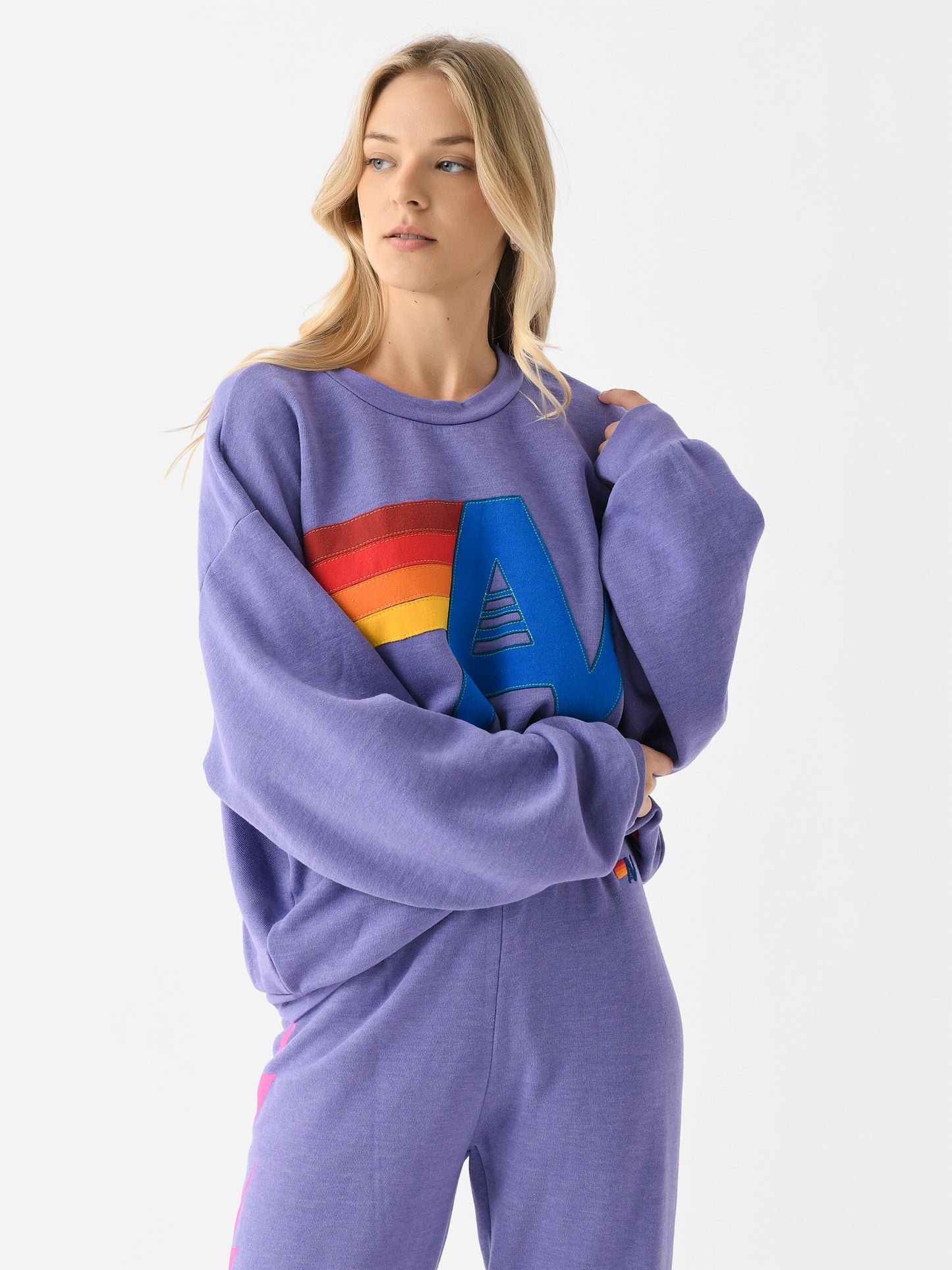 Aviator Nation Women's Logo Stitch Relaxed Crew Sweatshirt - Saint Bernard