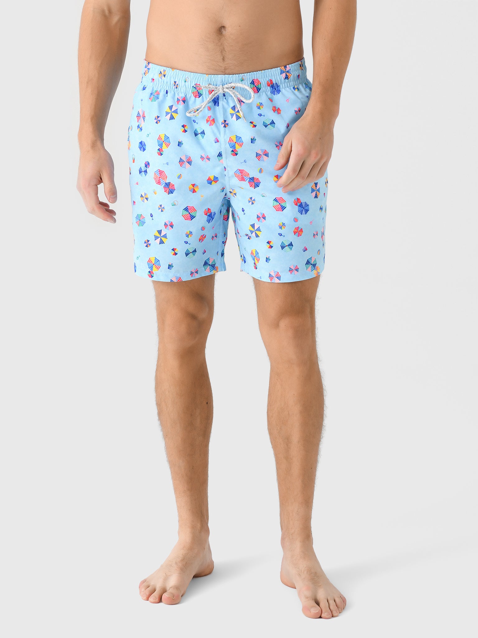 Michaels Swimwear Men's Blue Beach Umbrellas Swim Trunk - Saint Bernard