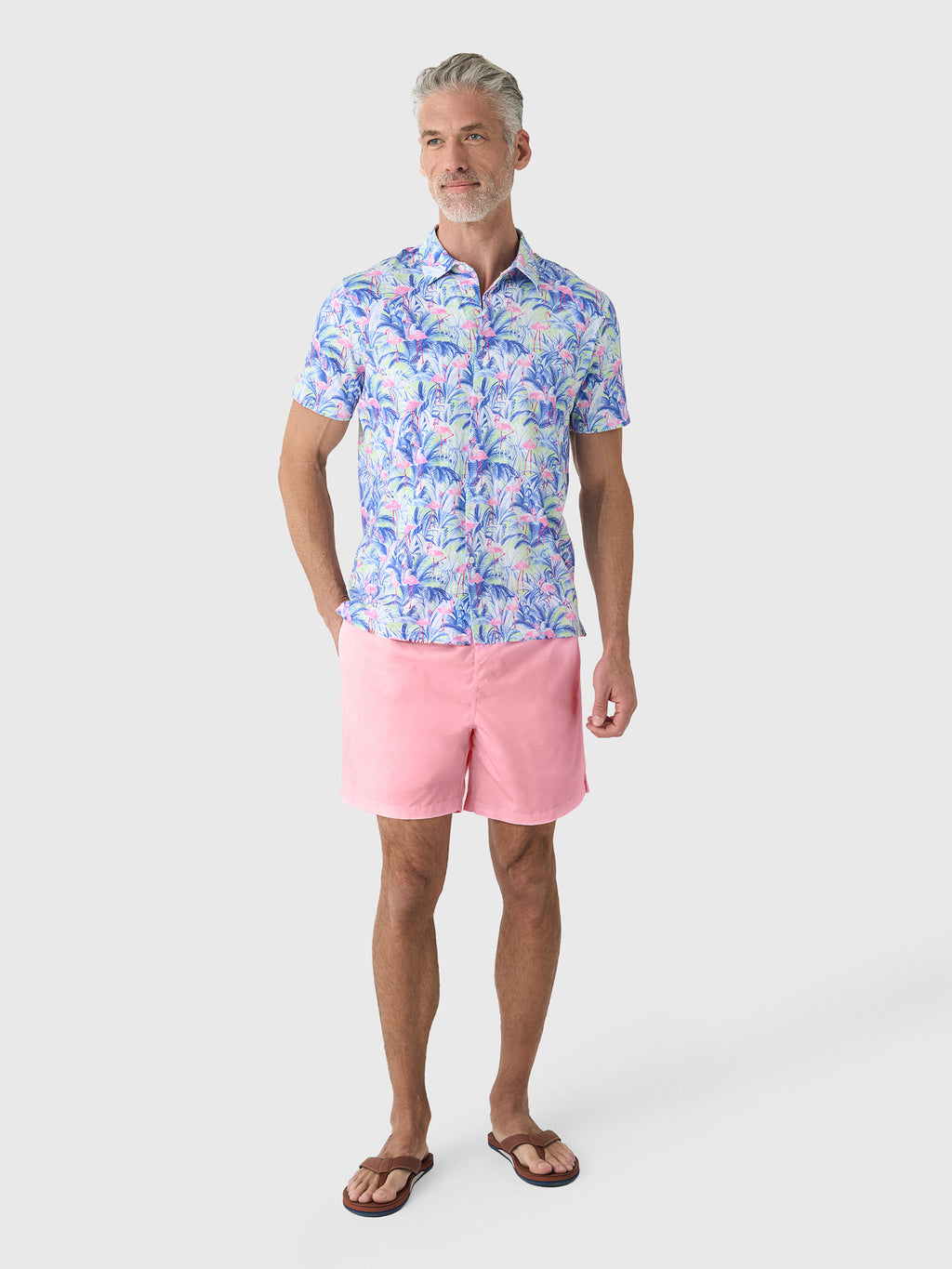 Michaels Swimwear Men's Linen Solid Swim Trunk - Saint Bernard