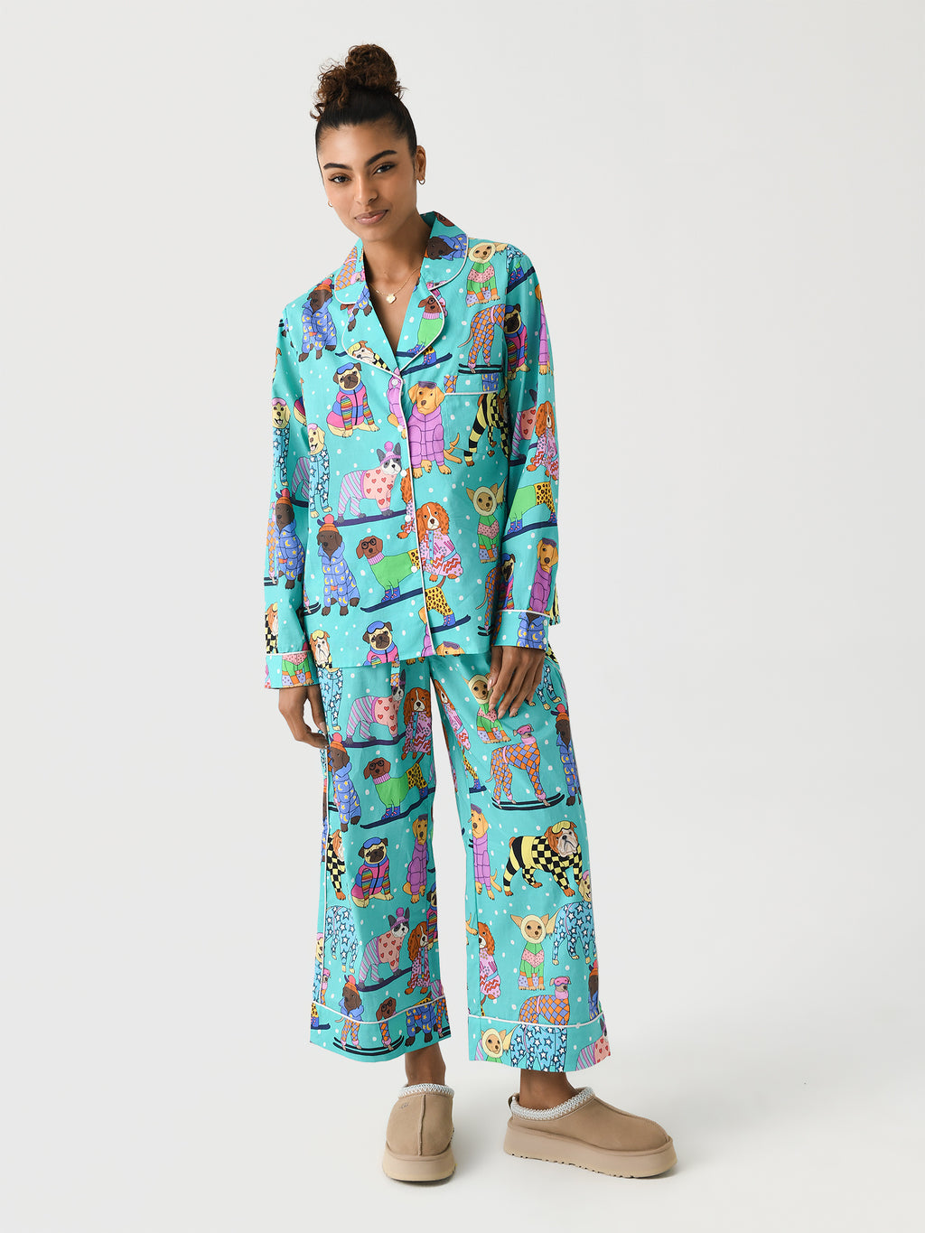 Karen Mabon Women's Skiing Dogs Pajama Set - Saint Bernard