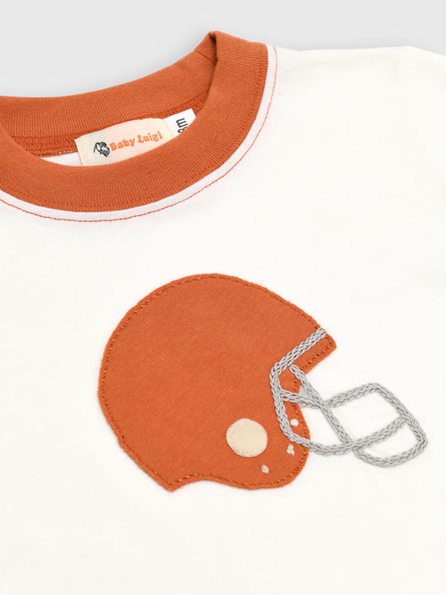 Luigi Kids' Burnt Orange Football Helmet Long Sleeve Tee - Saint Bernard
