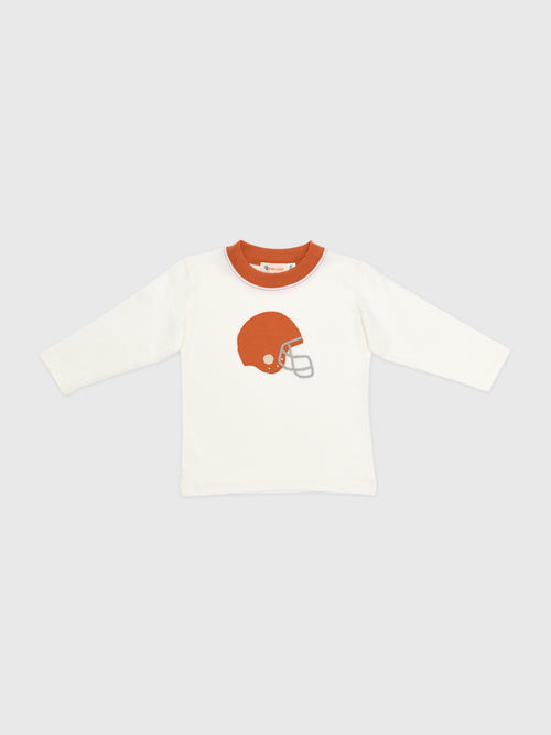 Luigi Kids' Burnt Orange Football Helmet Long Sleeve Tee - Saint Bernard