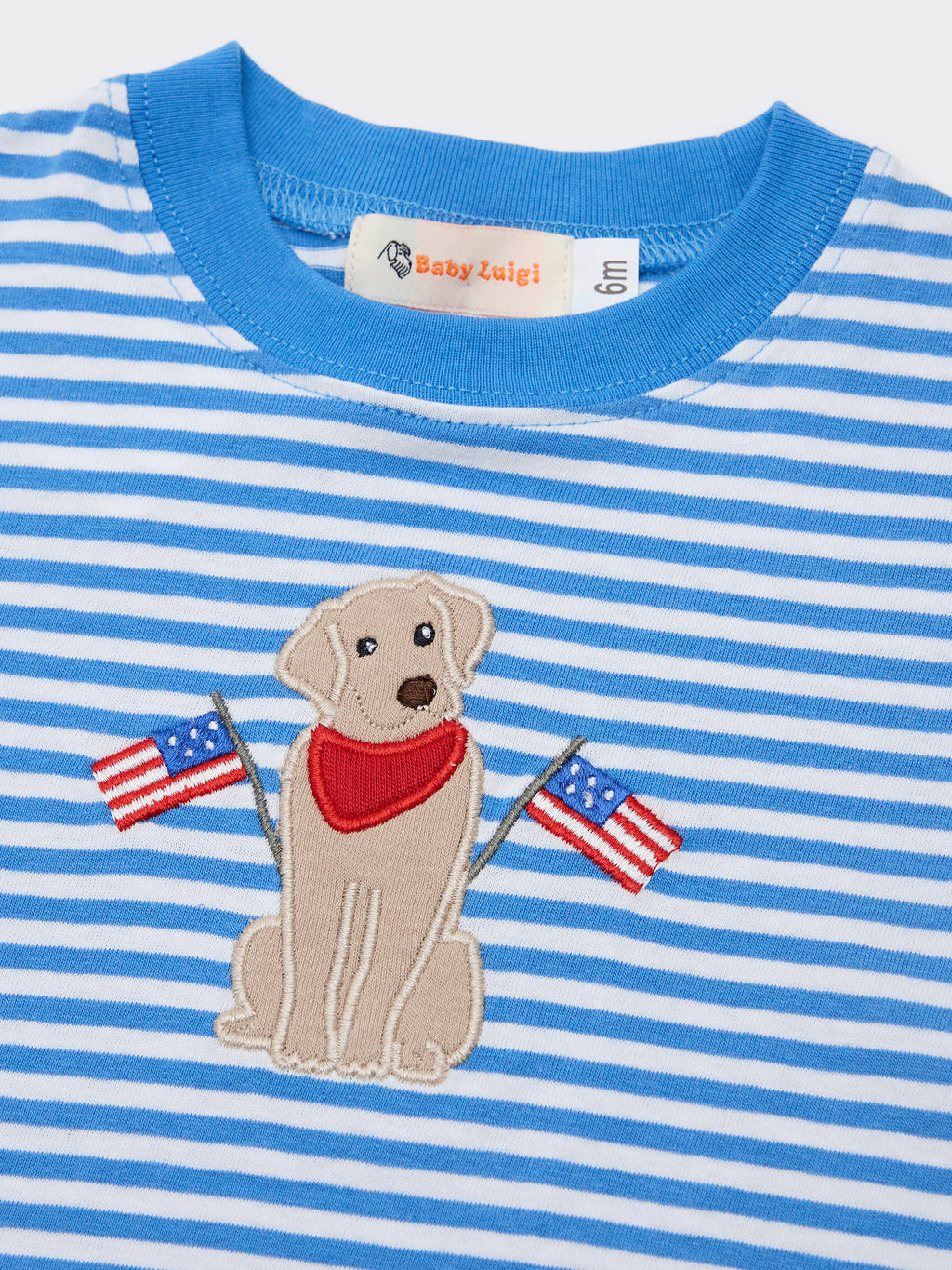 Luigi Boys' Dog American Flag Short Sleeve Tee - Saint Bernard