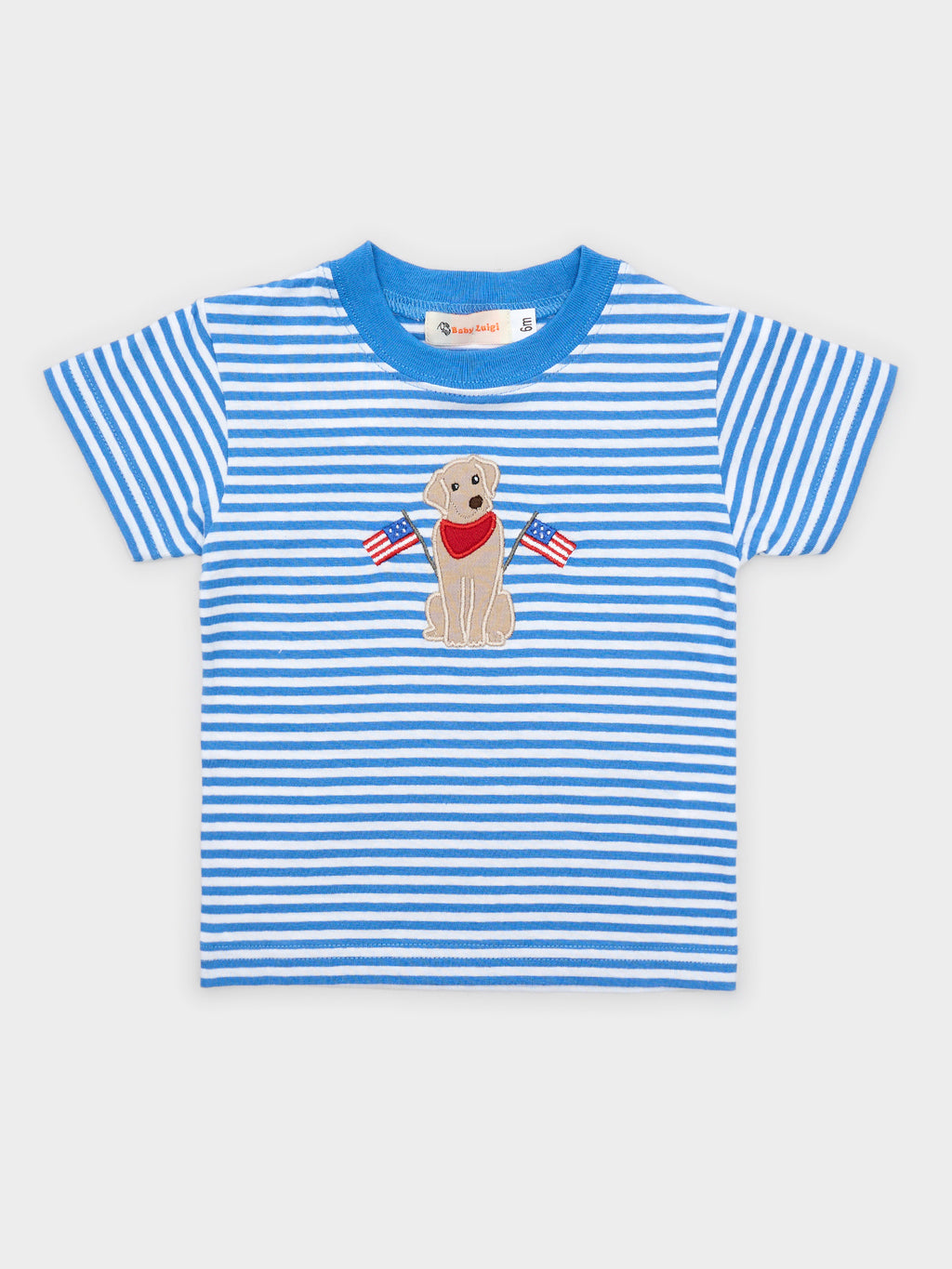 Luigi Boys' Dog American Flag Short Sleeve Tee - Saint Bernard