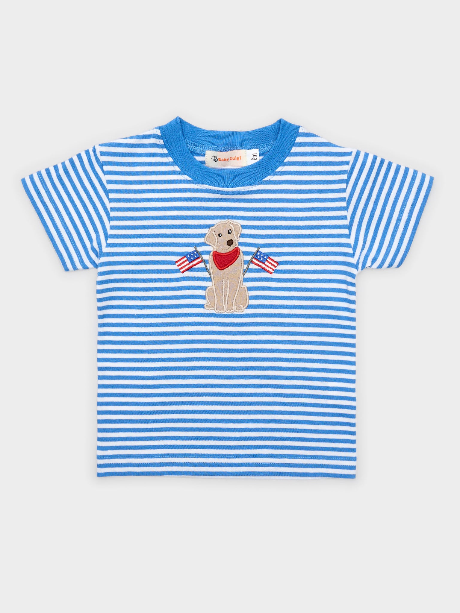 Luigi Boys' Dog American Flag Short Sleeve Tee - Saint Bernard