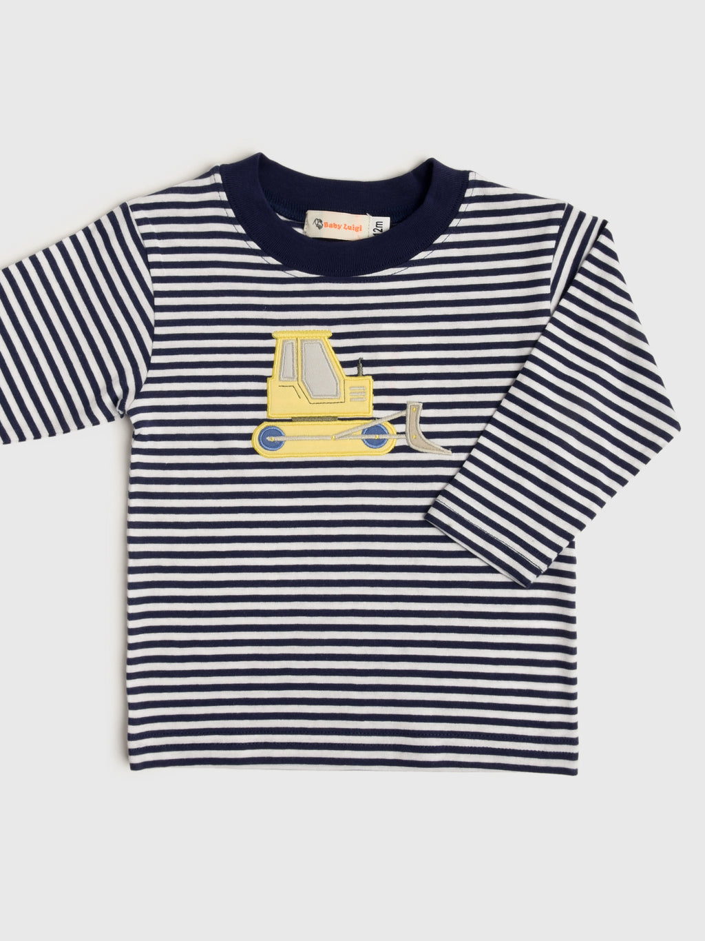 Luigi Boys' Stripe Bulldozer Long Sleeve Tee - Saint Bernard
