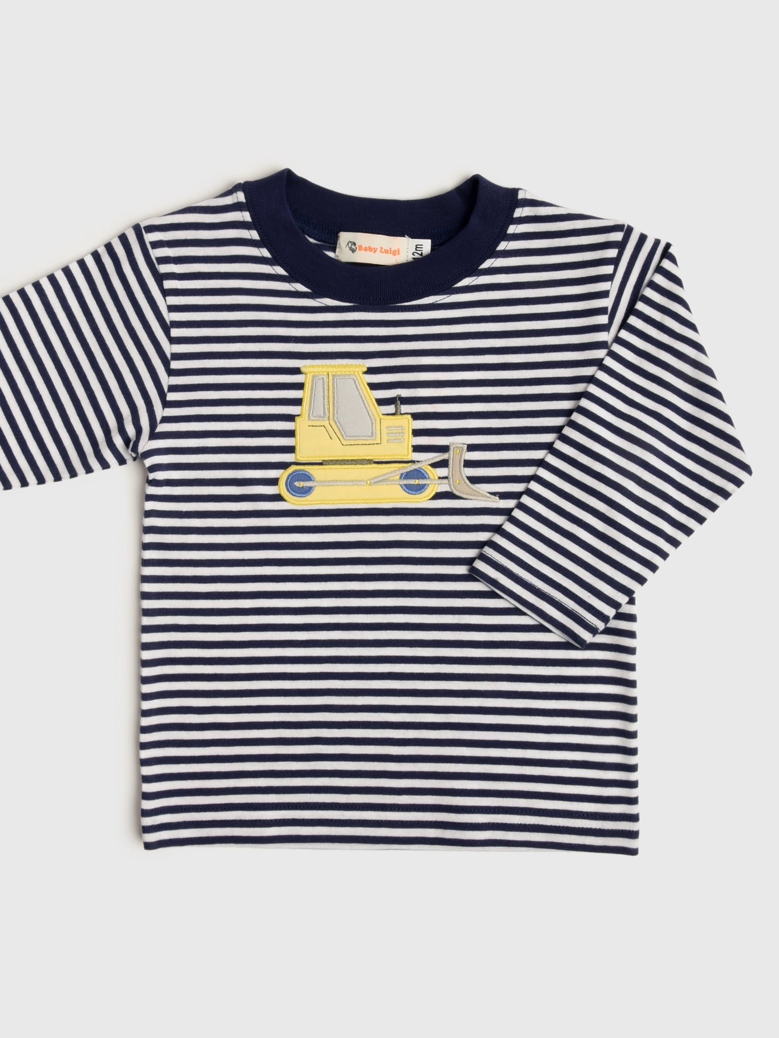 Luigi Boys' Stripe Bulldozer Long Sleeve Tee - Saint Bernard
