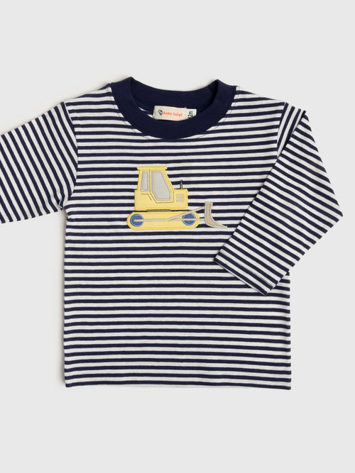 Luigi Boys' Stripe Bulldozer Long Sleeve Tee