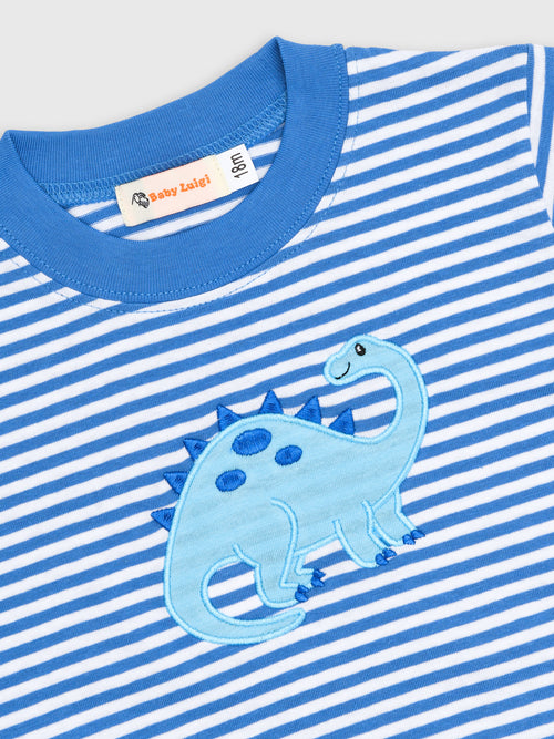 Luigi Boys' Dino Stripe Long Sleeve T-Shirt - Saint Bernard
