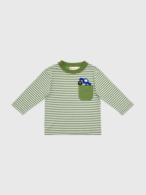 Luigi Boys' Monster Truck Stripe Pocket Tee - Saint Bernard