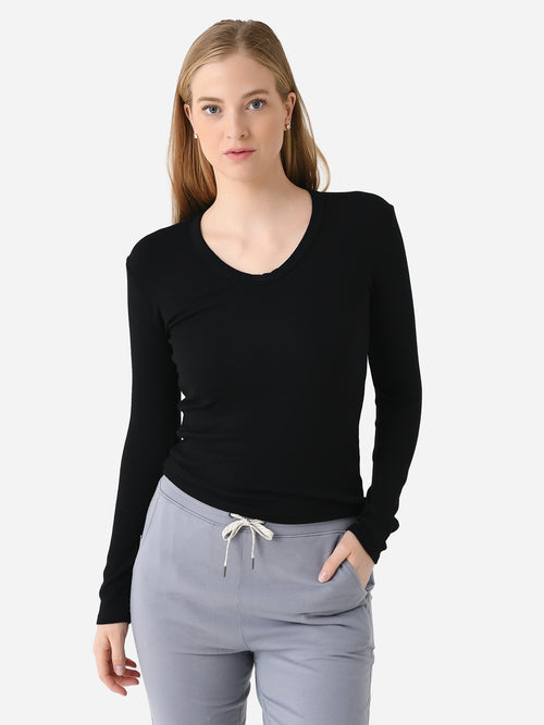 Perfect White Tee Women's Robyn Long Sleeve U-Neck Tee