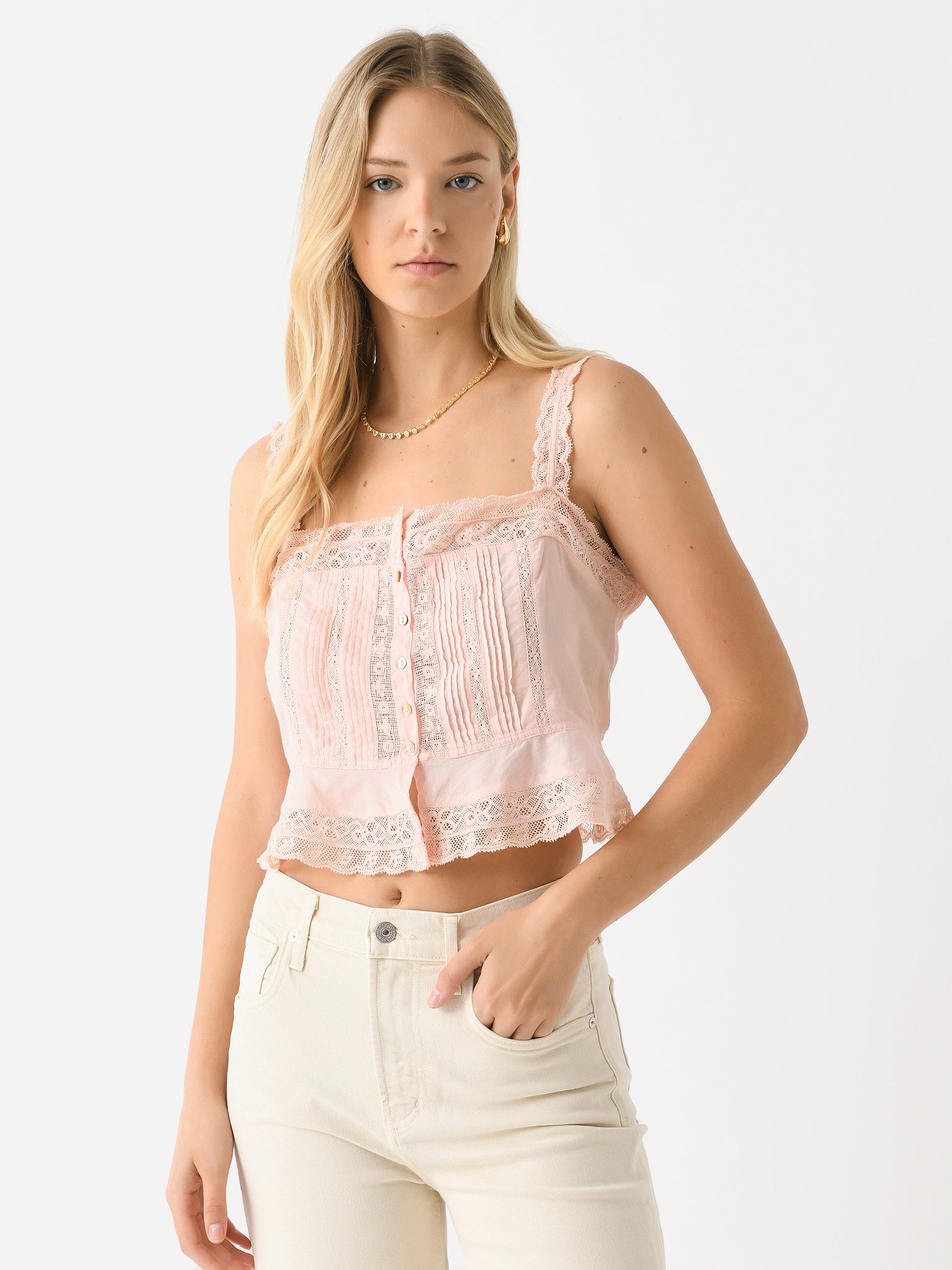 LoveShackFancy Women's Vietta Cotton Tank Top - Saint Bernard