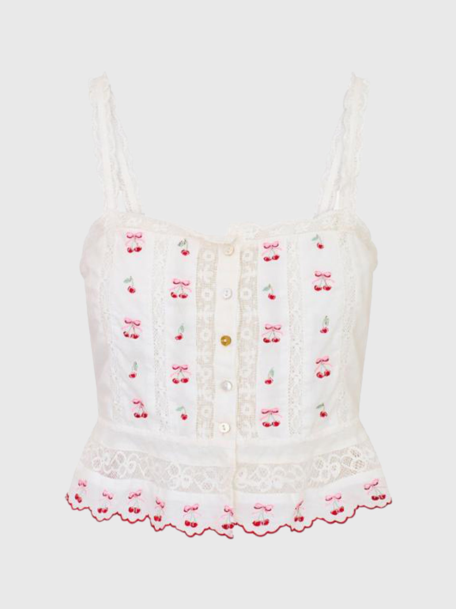 LoveShackFancy Women's Vietta Cotton Cherry Top - Saint Bernard