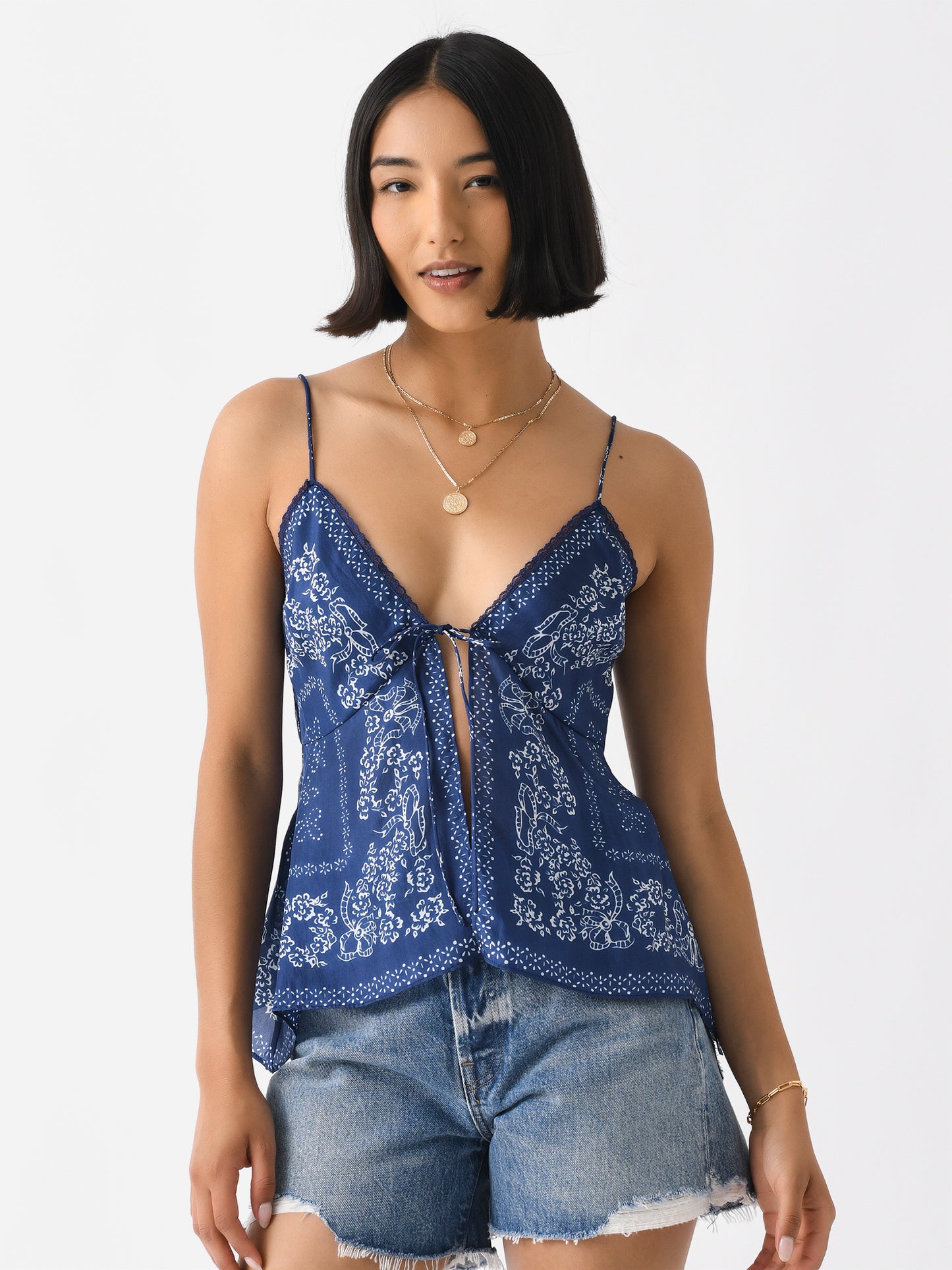 LoveShackFancy Women's Tivelo Bandana Print Cotton Cami Top - Saint Bernard