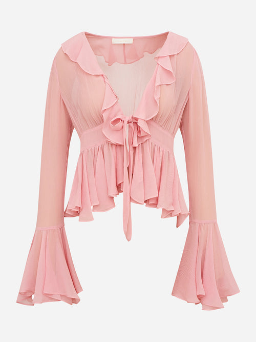 LoveShackFancy Women's Ovidia Bell Sleeve Top