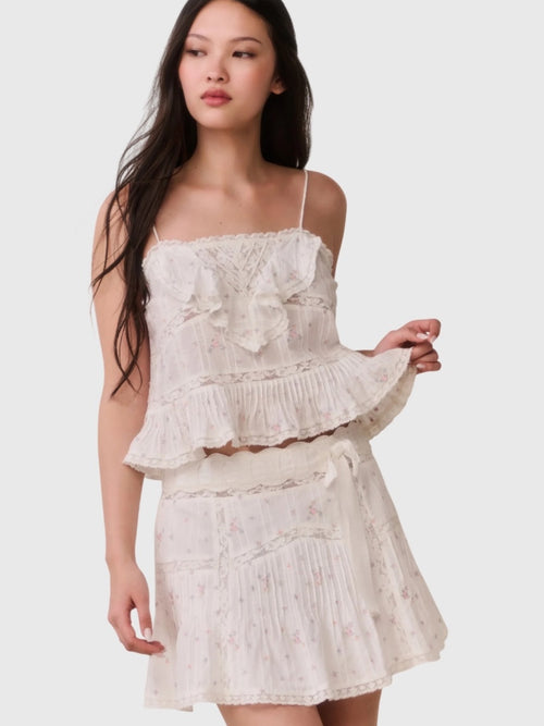 LoveShackFancy Women's Ondeline Floral Embroidered Cotton Top