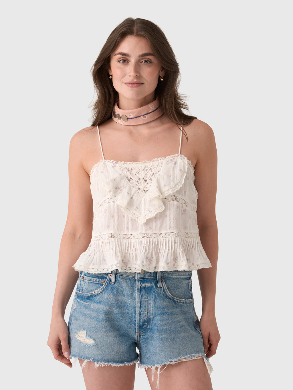 LoveShackFancy Women's Ondeline Floral Embroidered Cotton Top - Saint Bernard