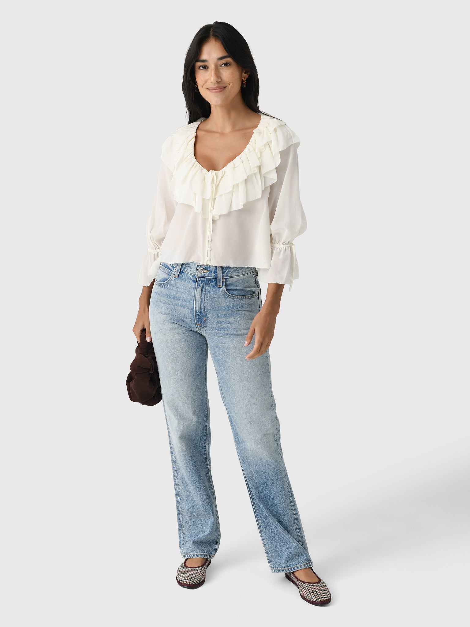 LoveShackFancy Women's Warlow Silk Ruffle Blouse – Saint Bernard