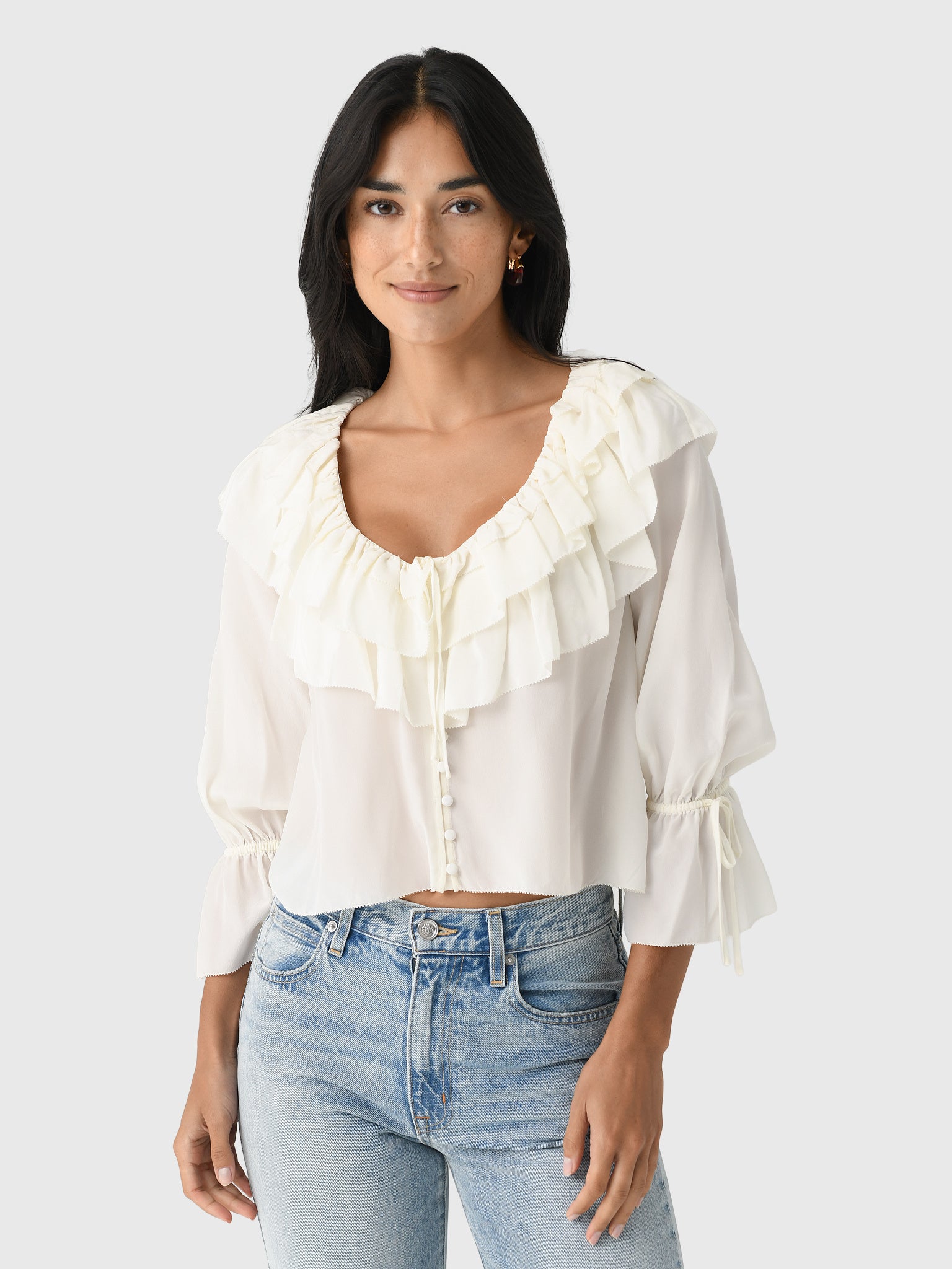 LoveShackFancy Women's Warlow Silk Ruffle Blouse – Saint Bernard