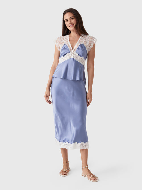 LoveShackFancy Women's Verelle Silk-Blend Lace Top