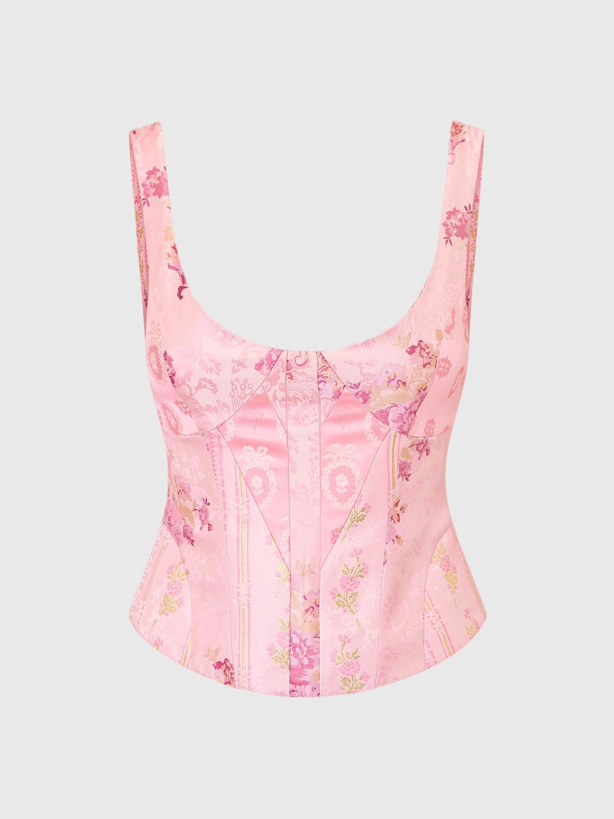 LoveShackFancy Women's Ovela Mixed Brocade Corset Top - Saint Bernard