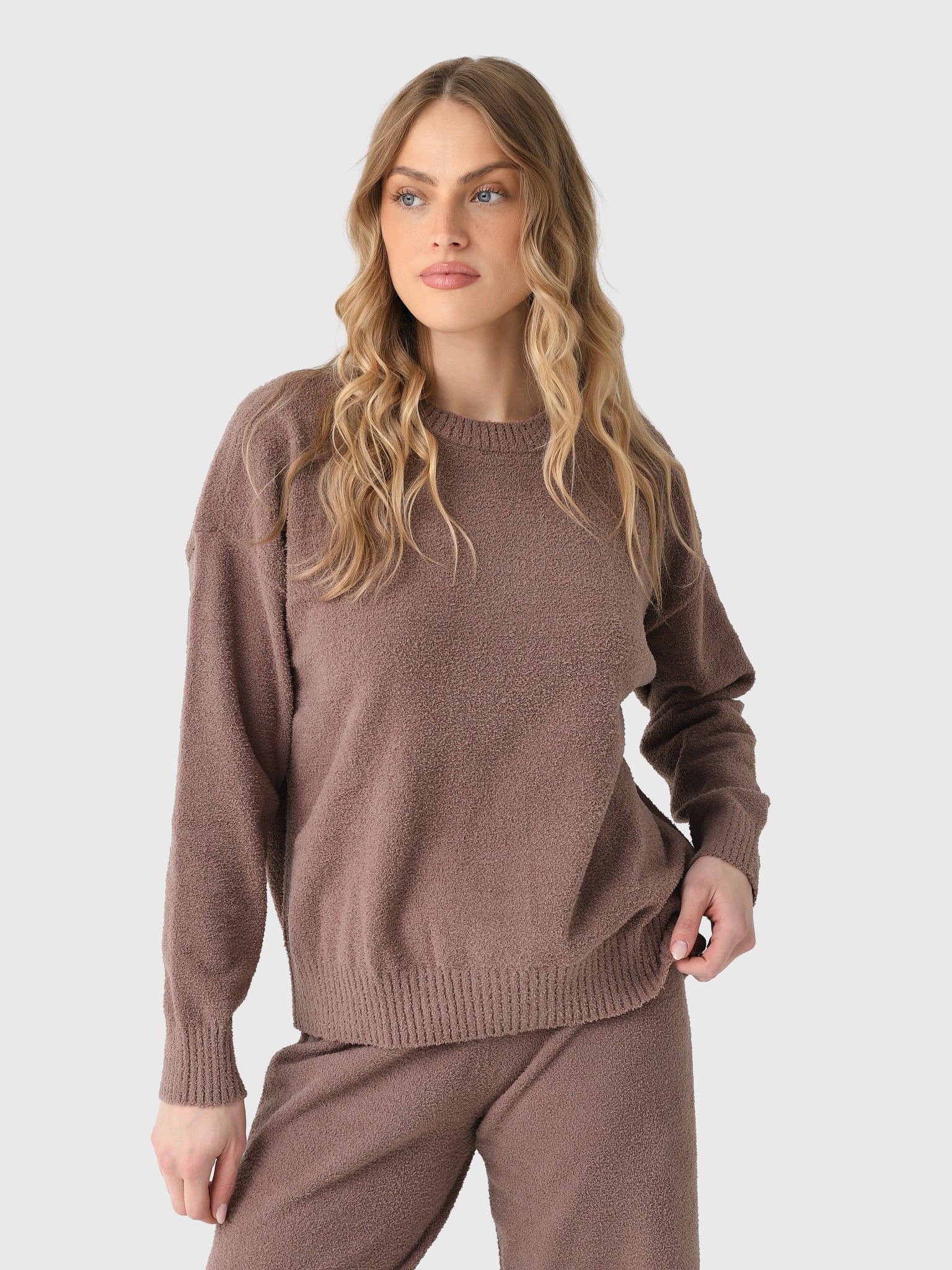 Eberjey Women's Recycled Bouclé Crew Neck Pullover - Saint Bernard